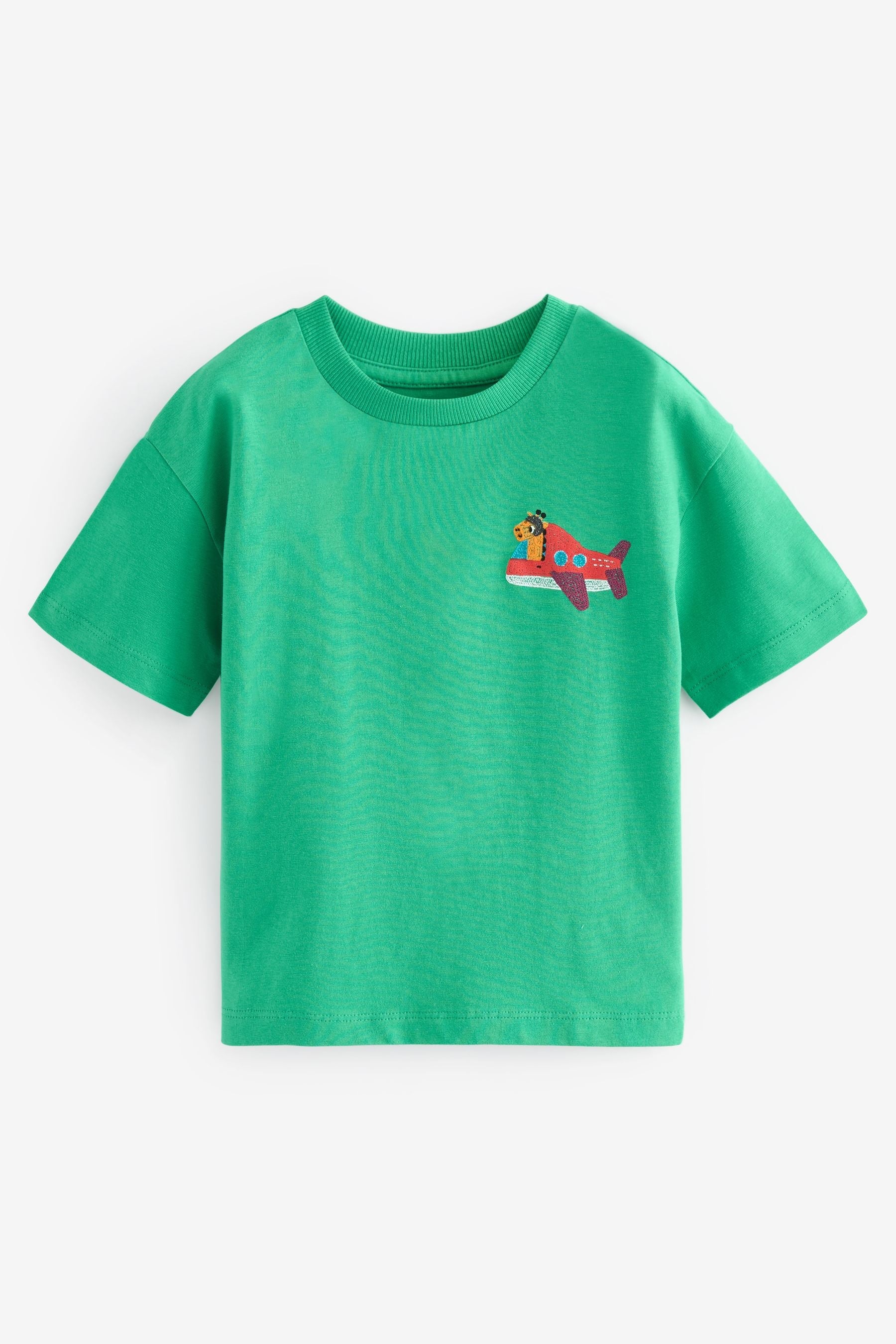 Green Giraffe Transport Short Sleeve T-Shirt (3mths-7yrs)