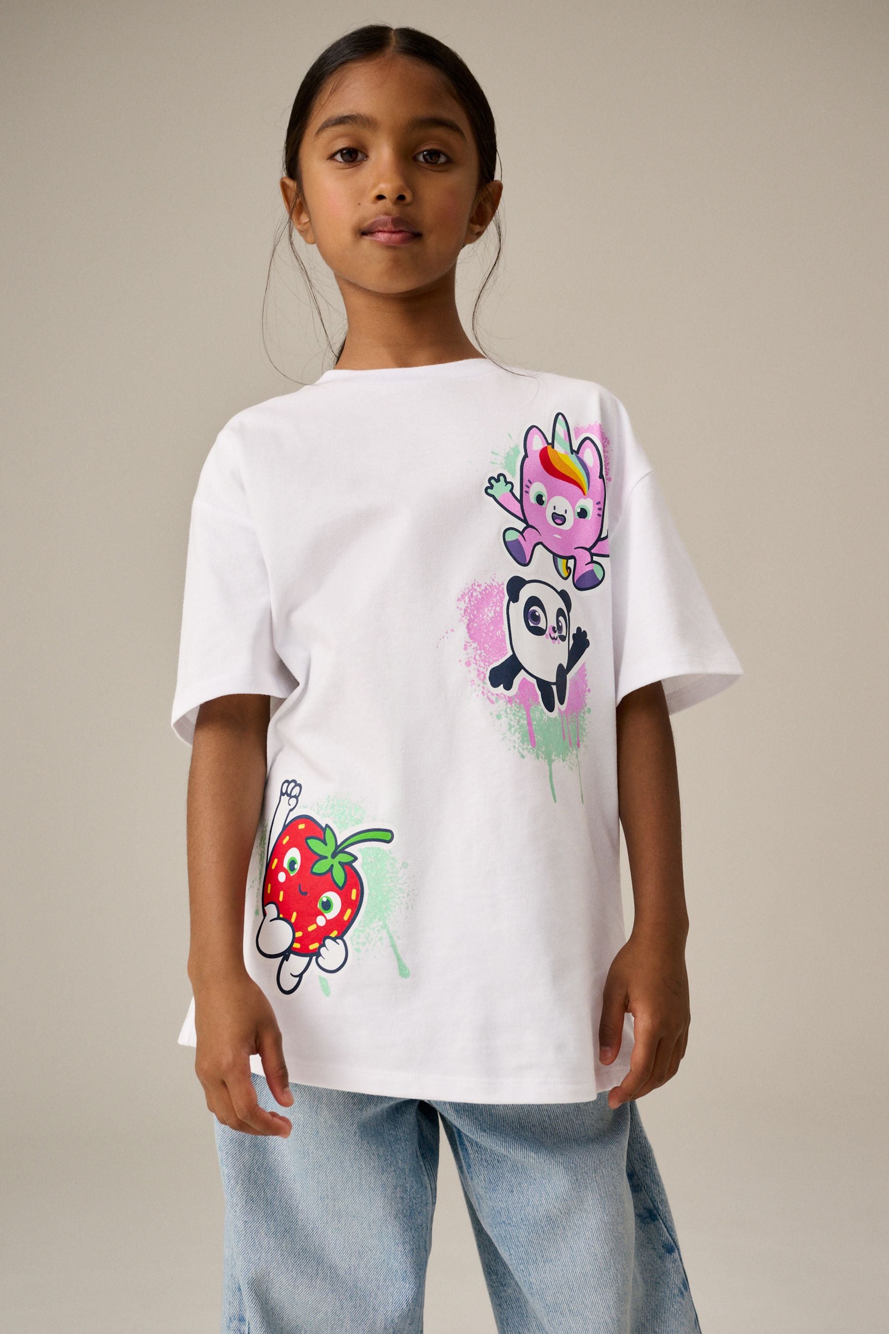 White Smashlings Oversized License 100% Cotton T-Shirt (3-16yrs)