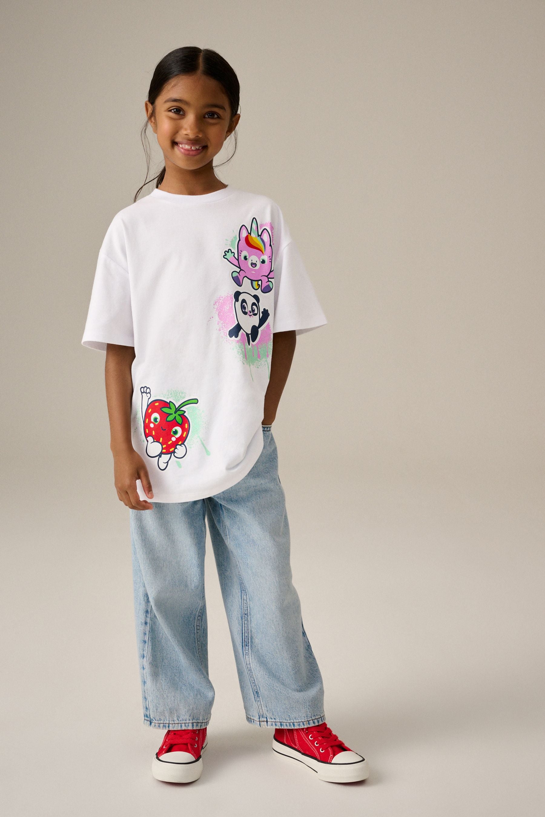 White Smashlings Oversized License 100% Cotton T-Shirt (3-16yrs)