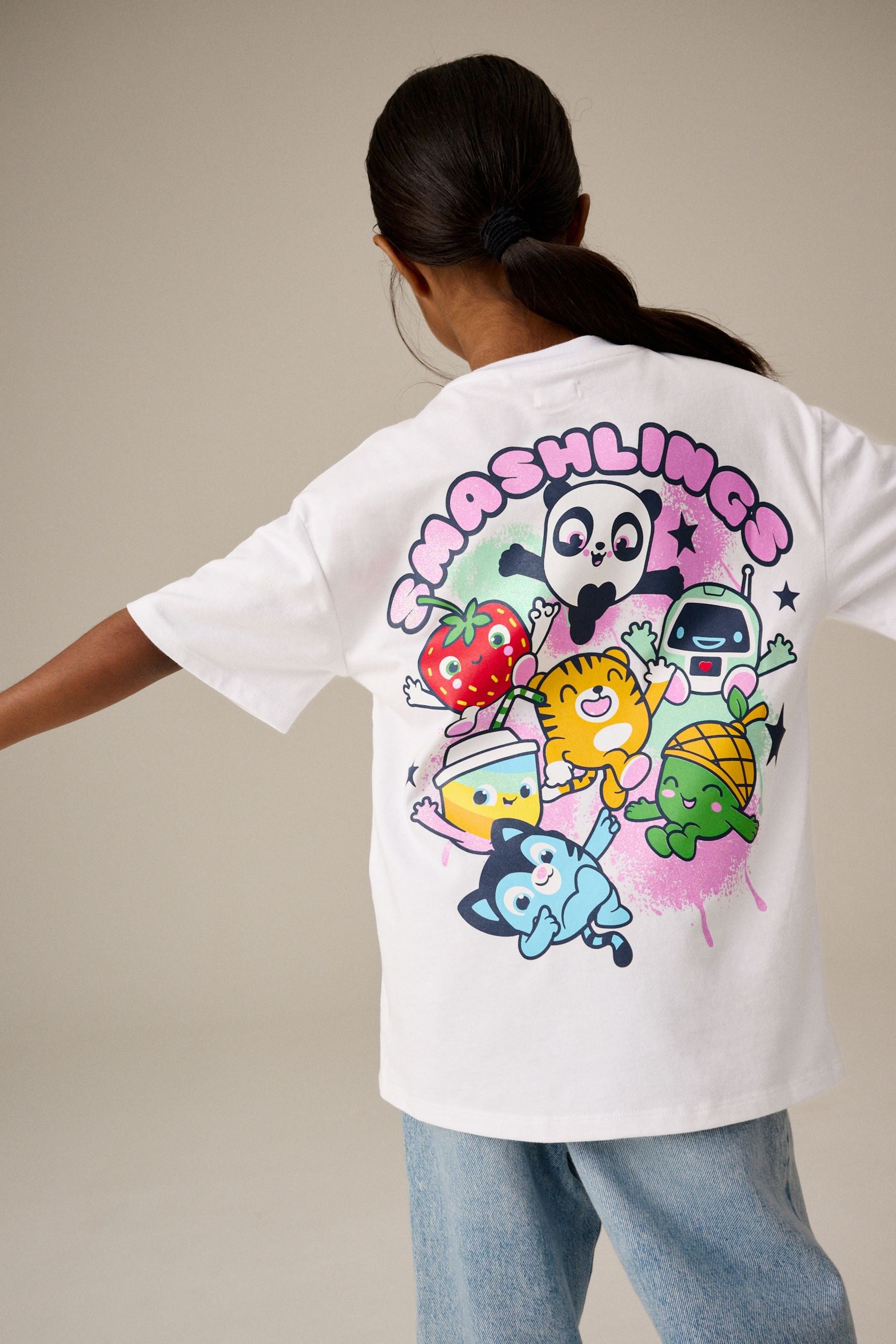 White Smashlings Oversized License 100% Cotton T-Shirt (3-16yrs)