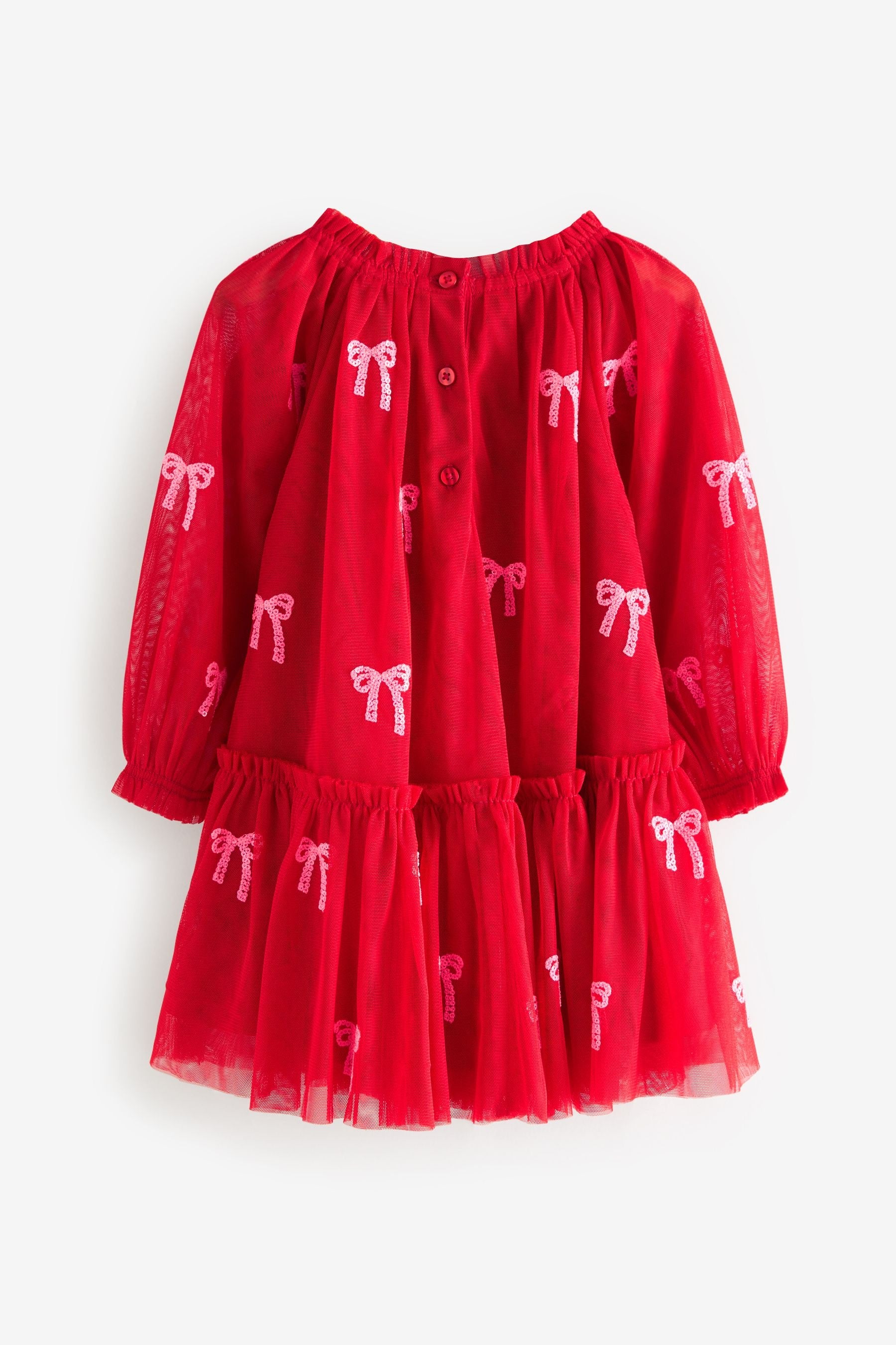 Red Bow Sequin Mesh Party Dress (3mths-8yrs)