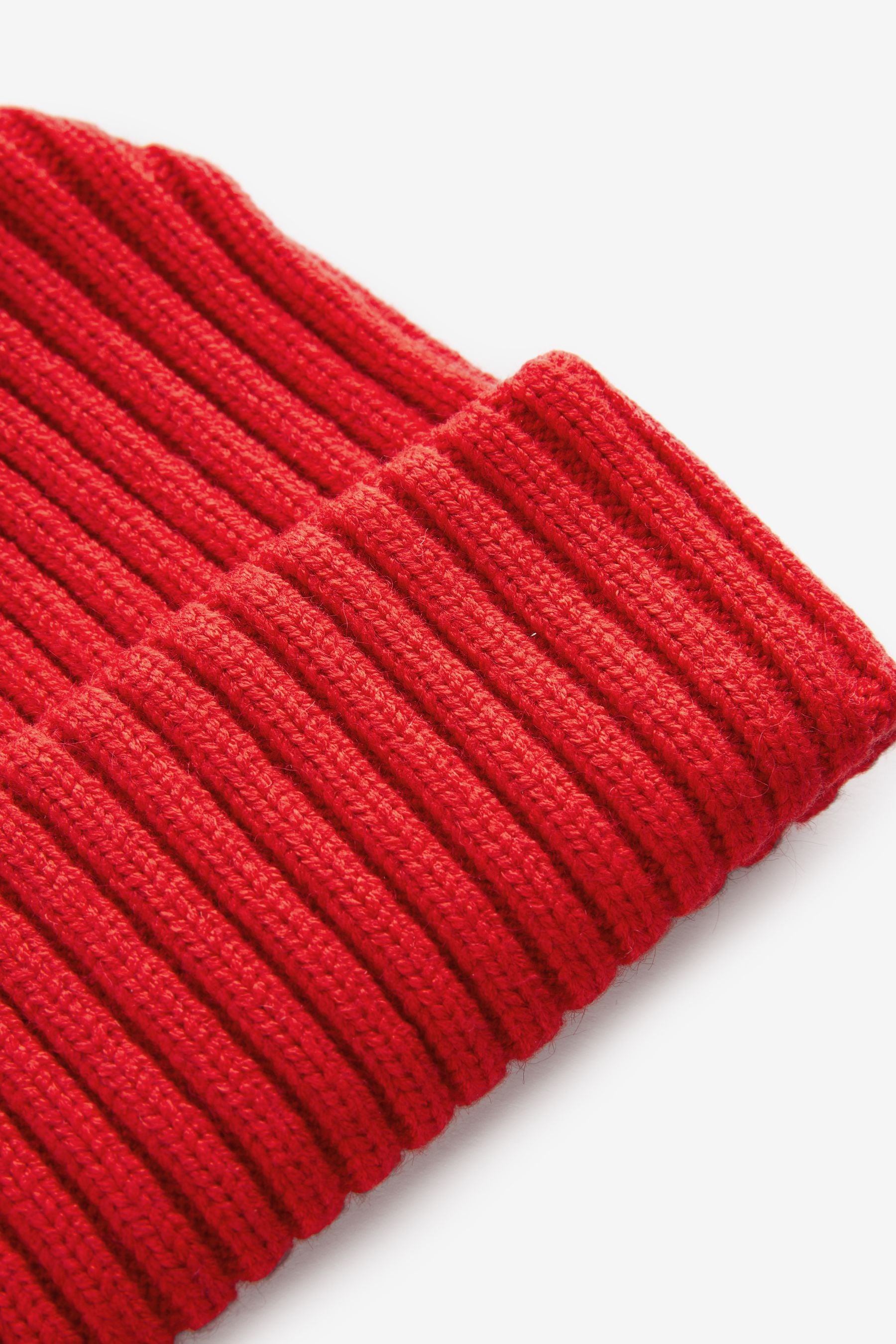 Red Rib Beanie Hat (1-16yrs)