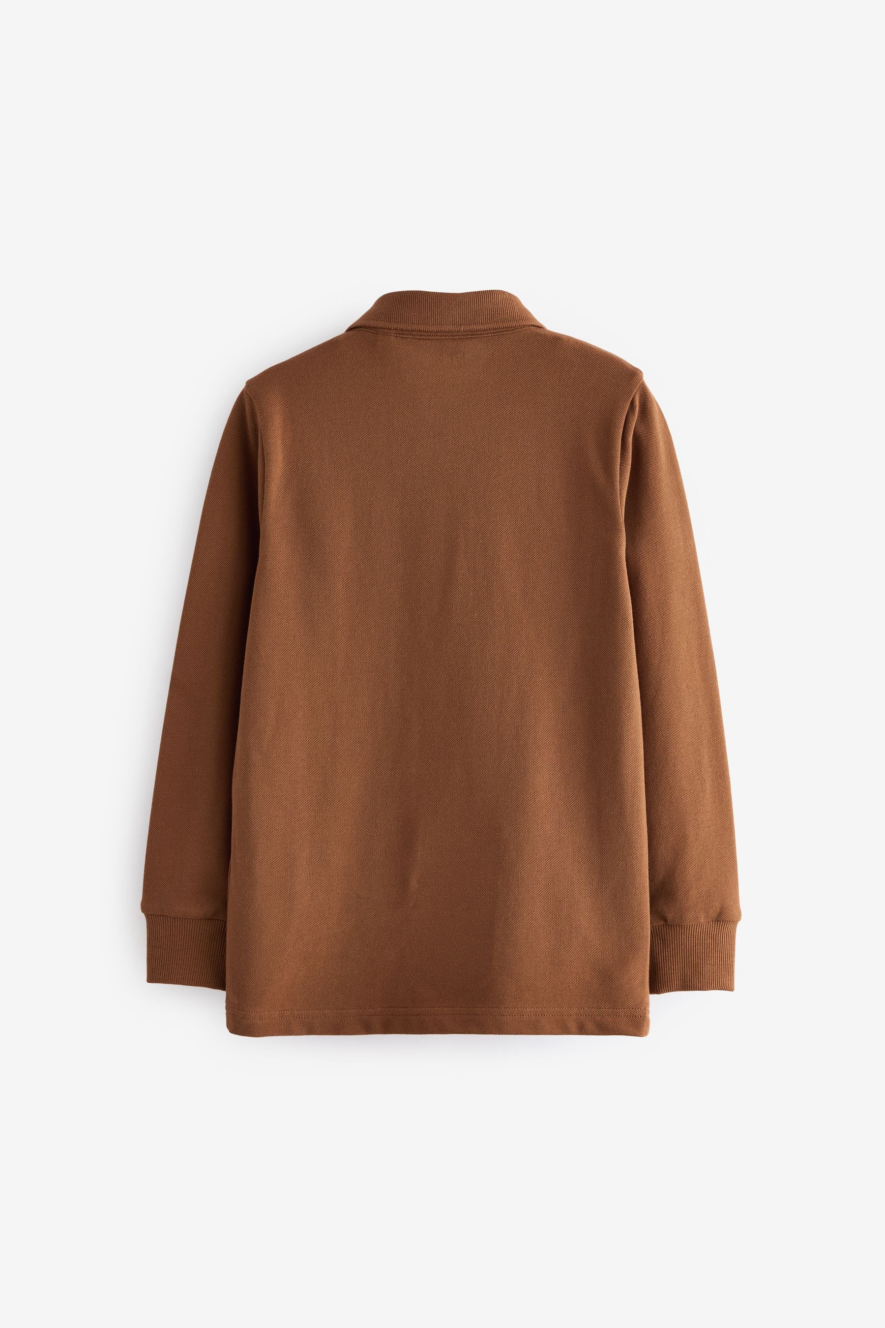 Tan Brown Long Sleeve Polo Shirt (3-16yrs)