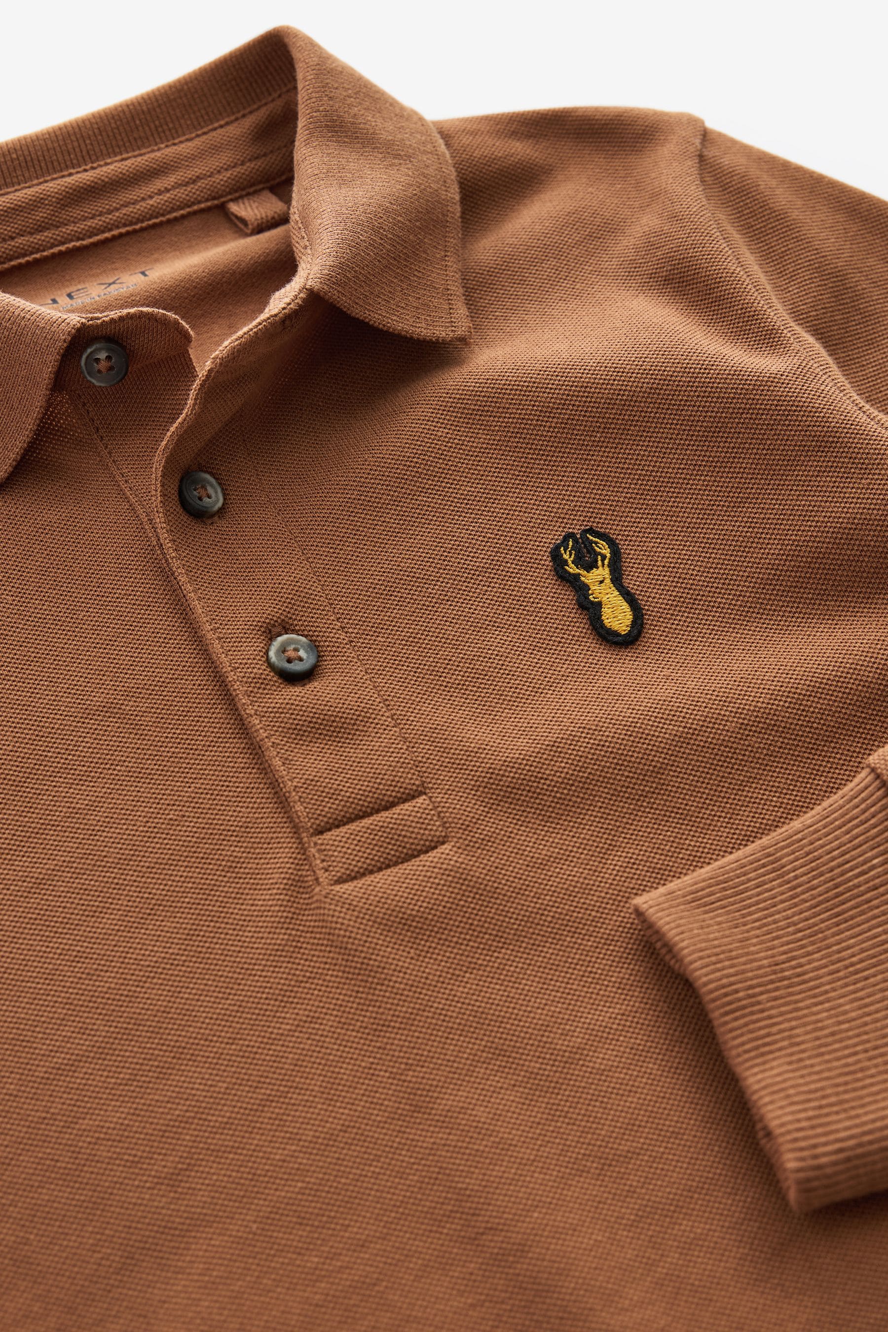 Tan Brown Long Sleeve Polo Shirt (3-16yrs)