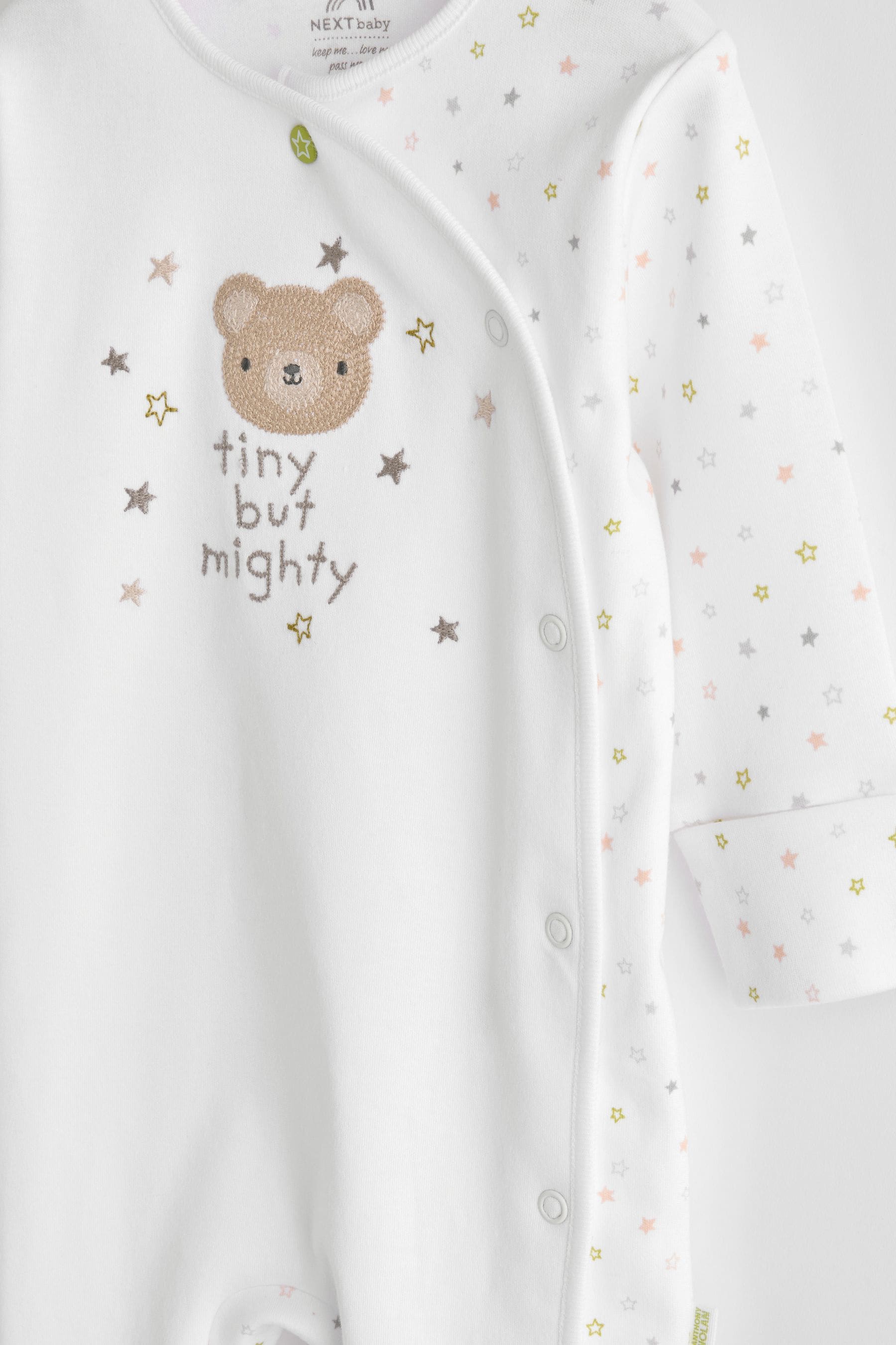 White Tiny But Mighty Charity 100% Cotton Sleepsuit for Anthony Nolan (0-9mths)