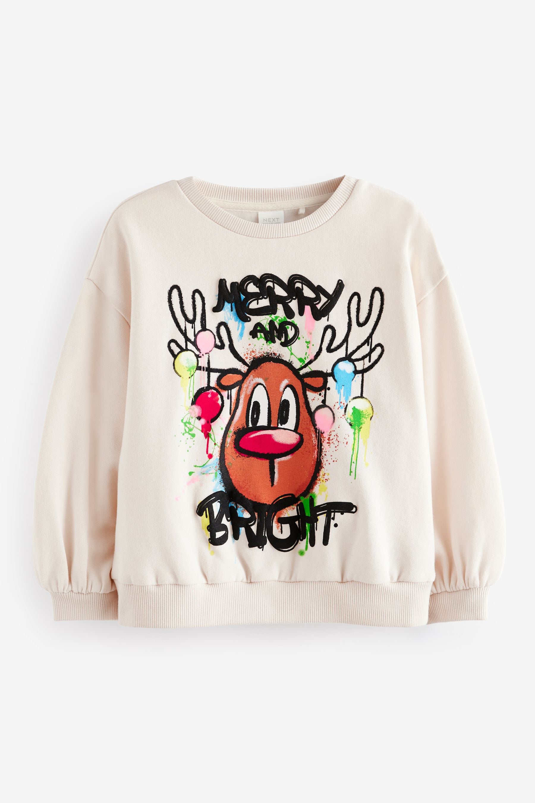 Ecrue Reindeer Graffiti Christmas Sweatshirt (3-16yrs)