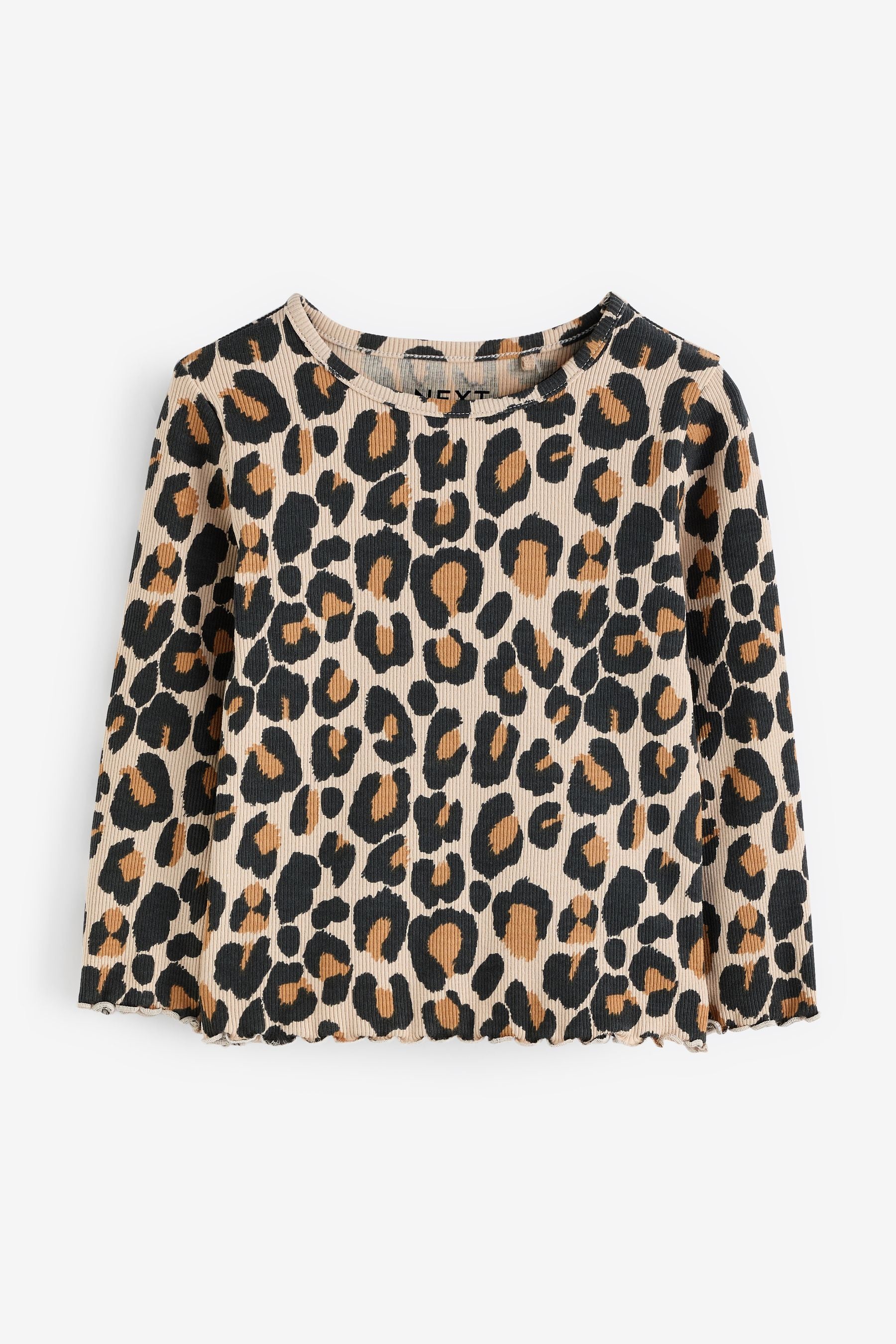 Animal Leopard Print Cotton Rich Long Sleeve Rib T-Shirt (3mths-7yrs)