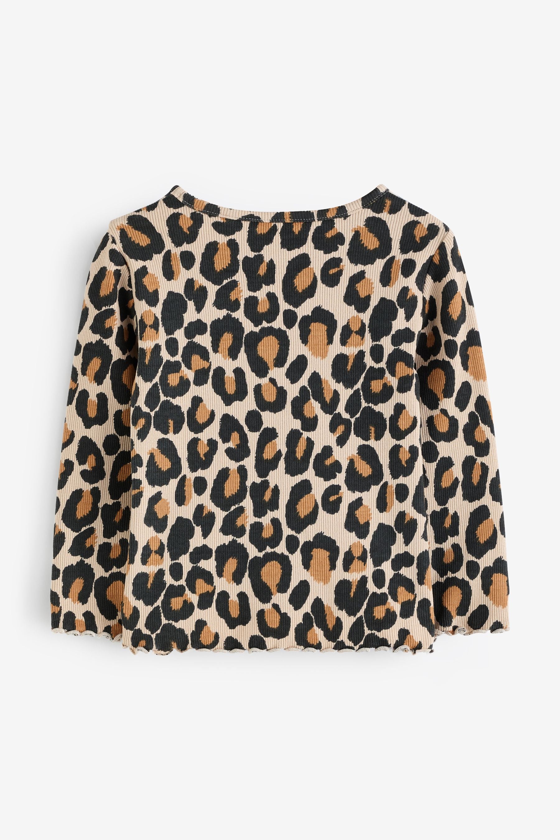 Animal Leopard Print Cotton Rich Long Sleeve Rib T-Shirt (3mths-7yrs)