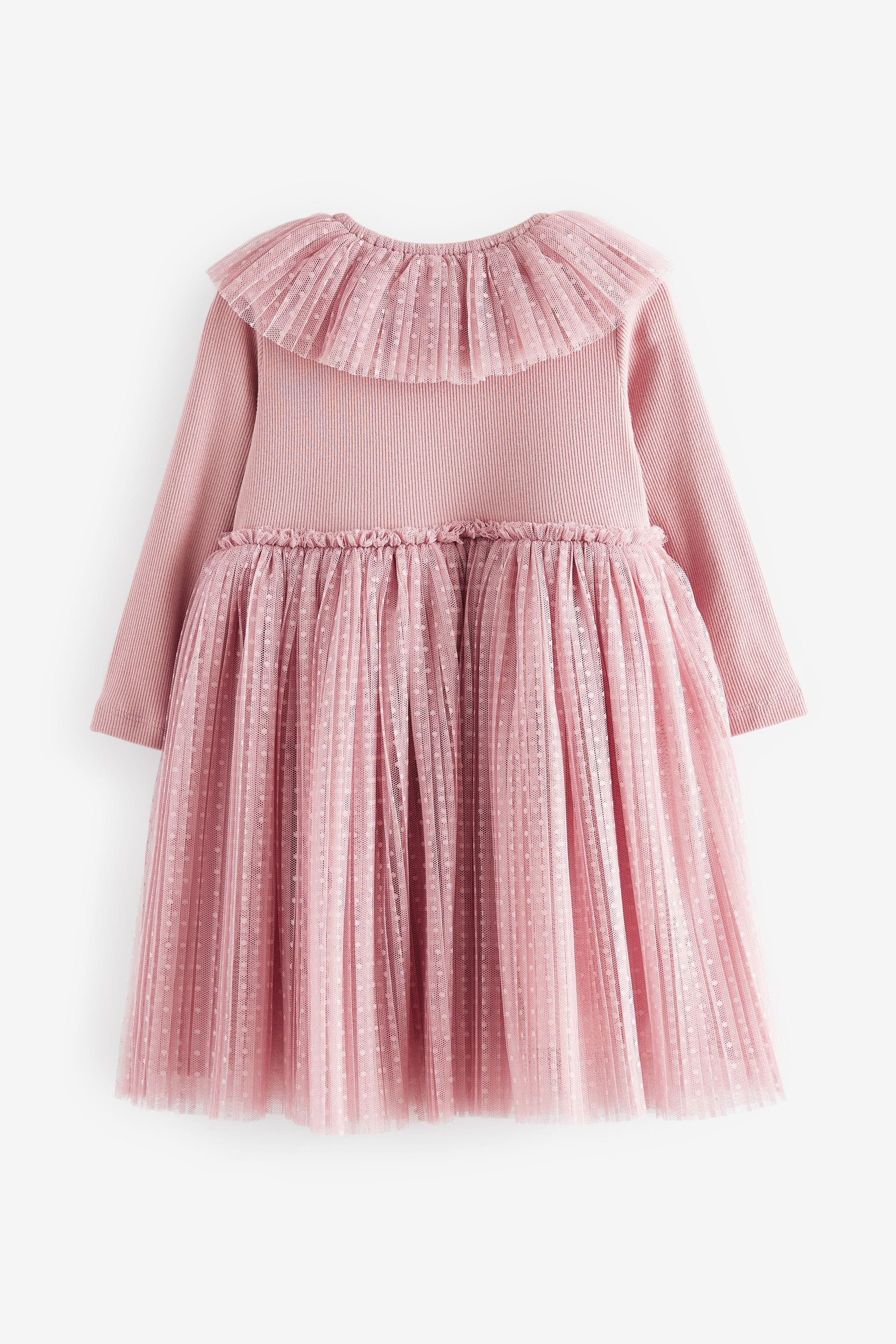 Pink Long Sleeve Mesh Dress (3mths-7yrs)