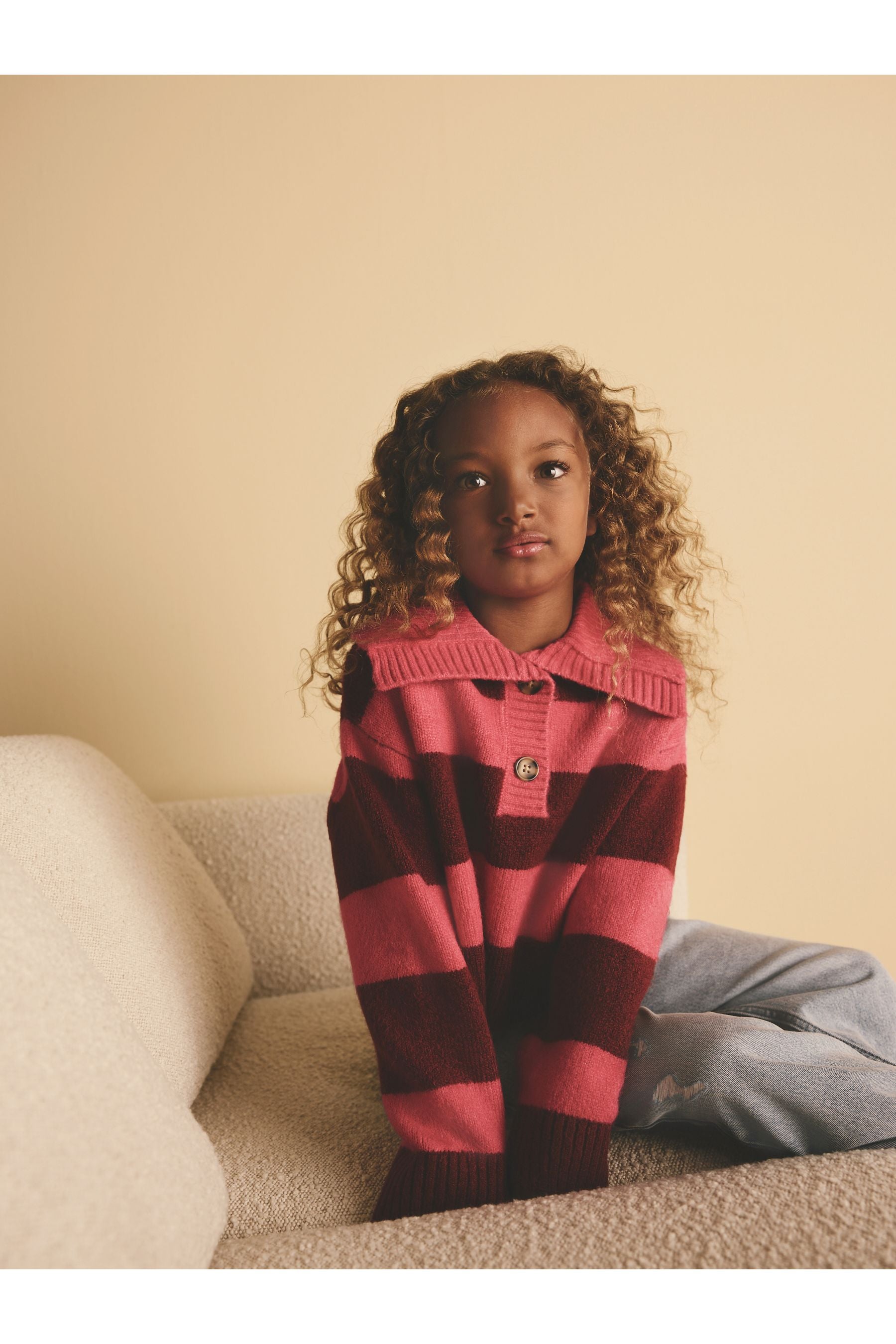 Pink Stripe Collar Jumper (3-16yrs)