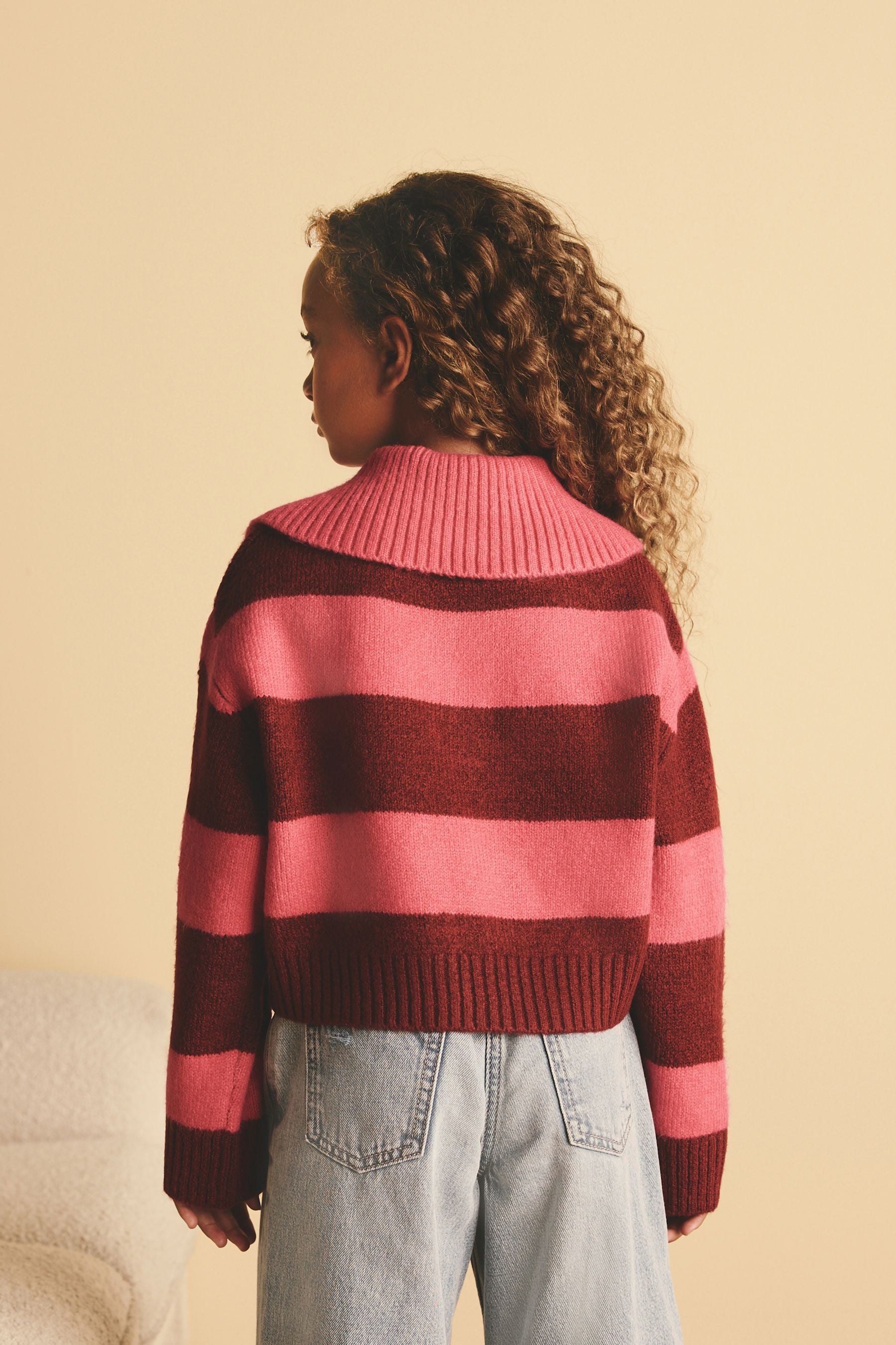 Pink Stripe Collar Jumper (3-16yrs)