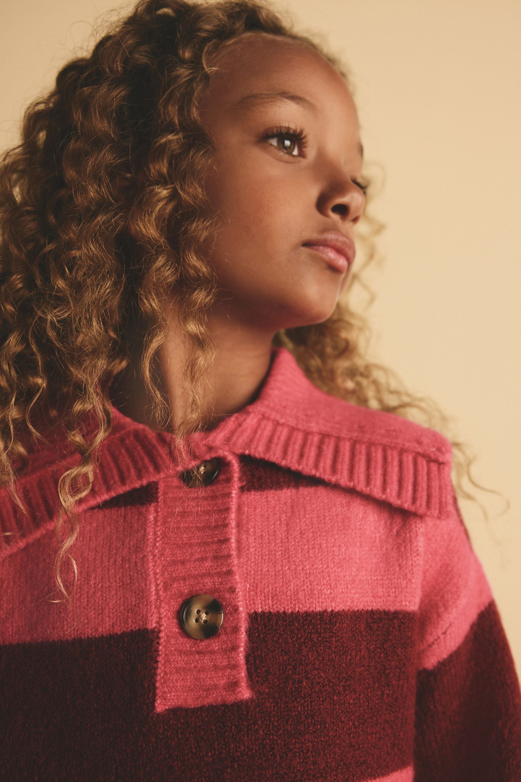 Pink Stripe Collar Jumper (3-16yrs)