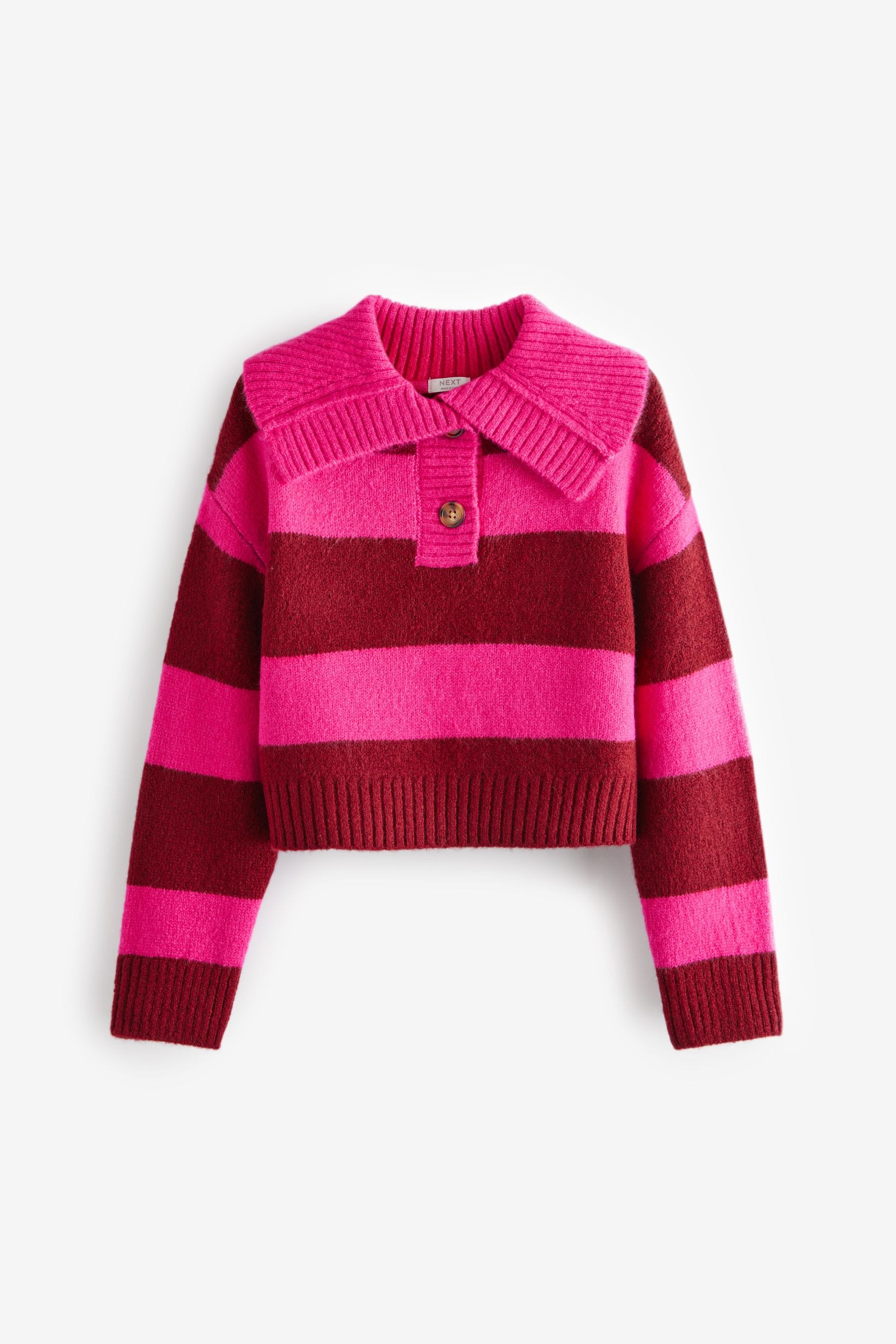 Pink Stripe Collar Jumper (3-16yrs)