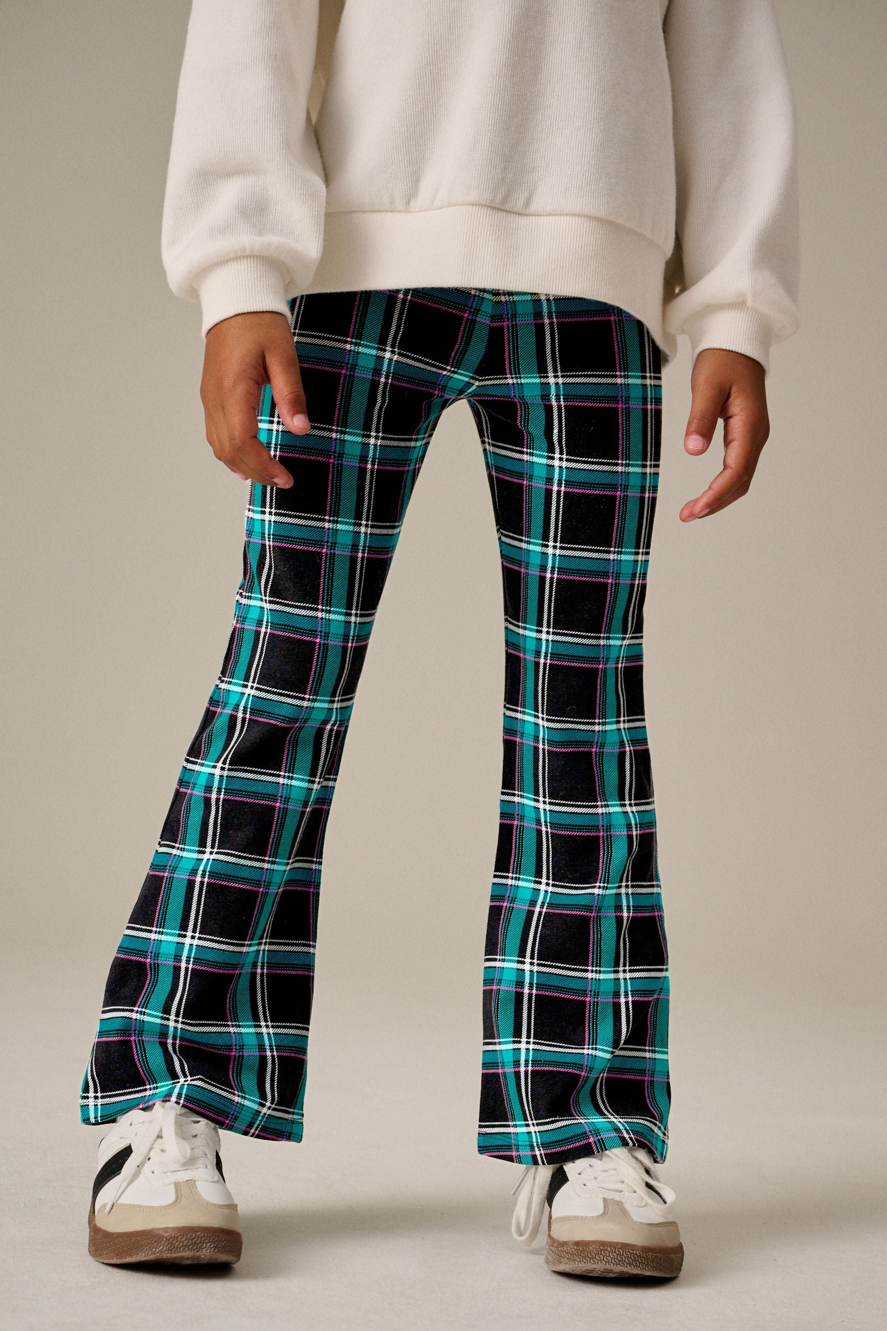 Black Multi Check Flare Leggings (3-16yrs)