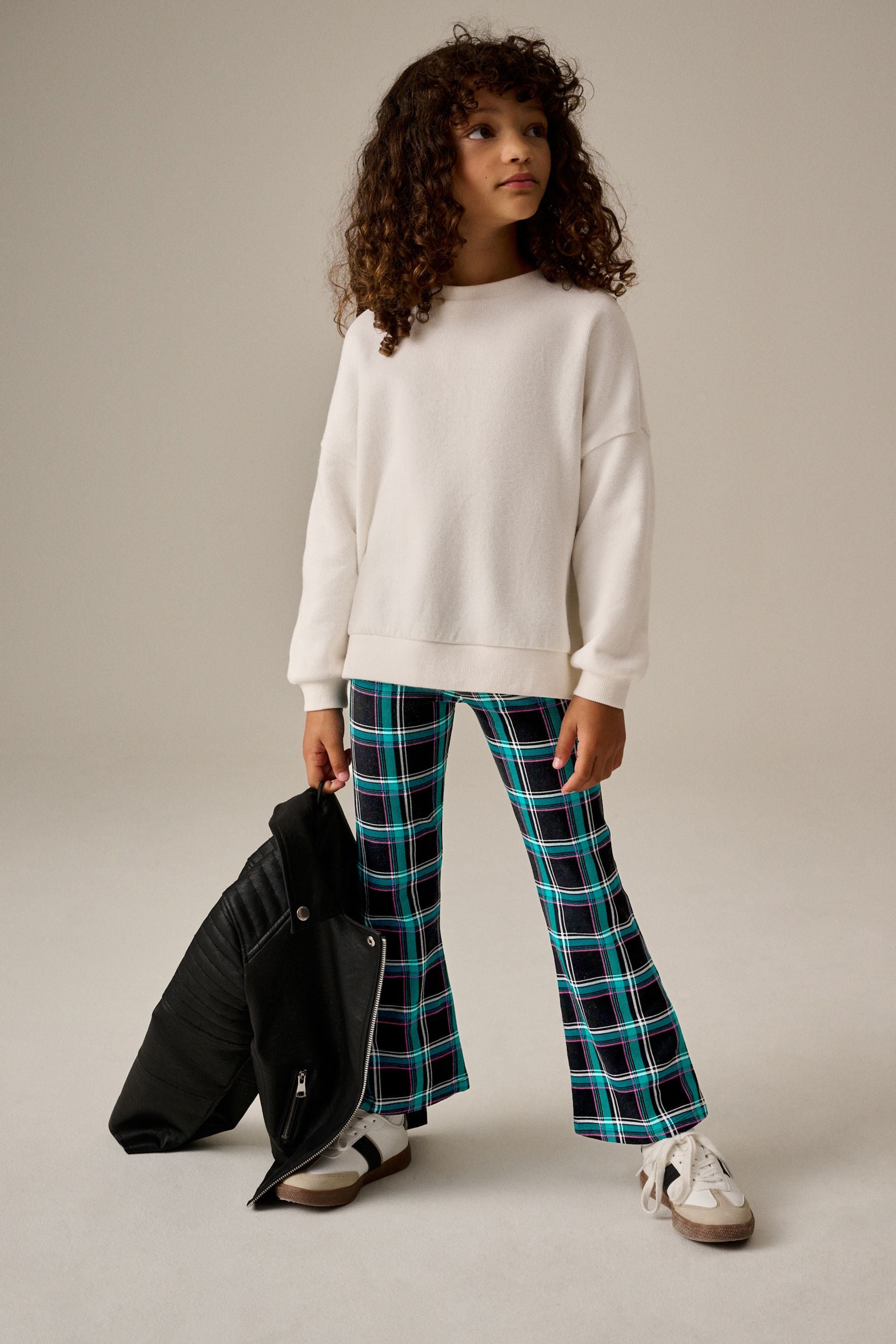 Black Multi Check Flare Leggings (3-16yrs)