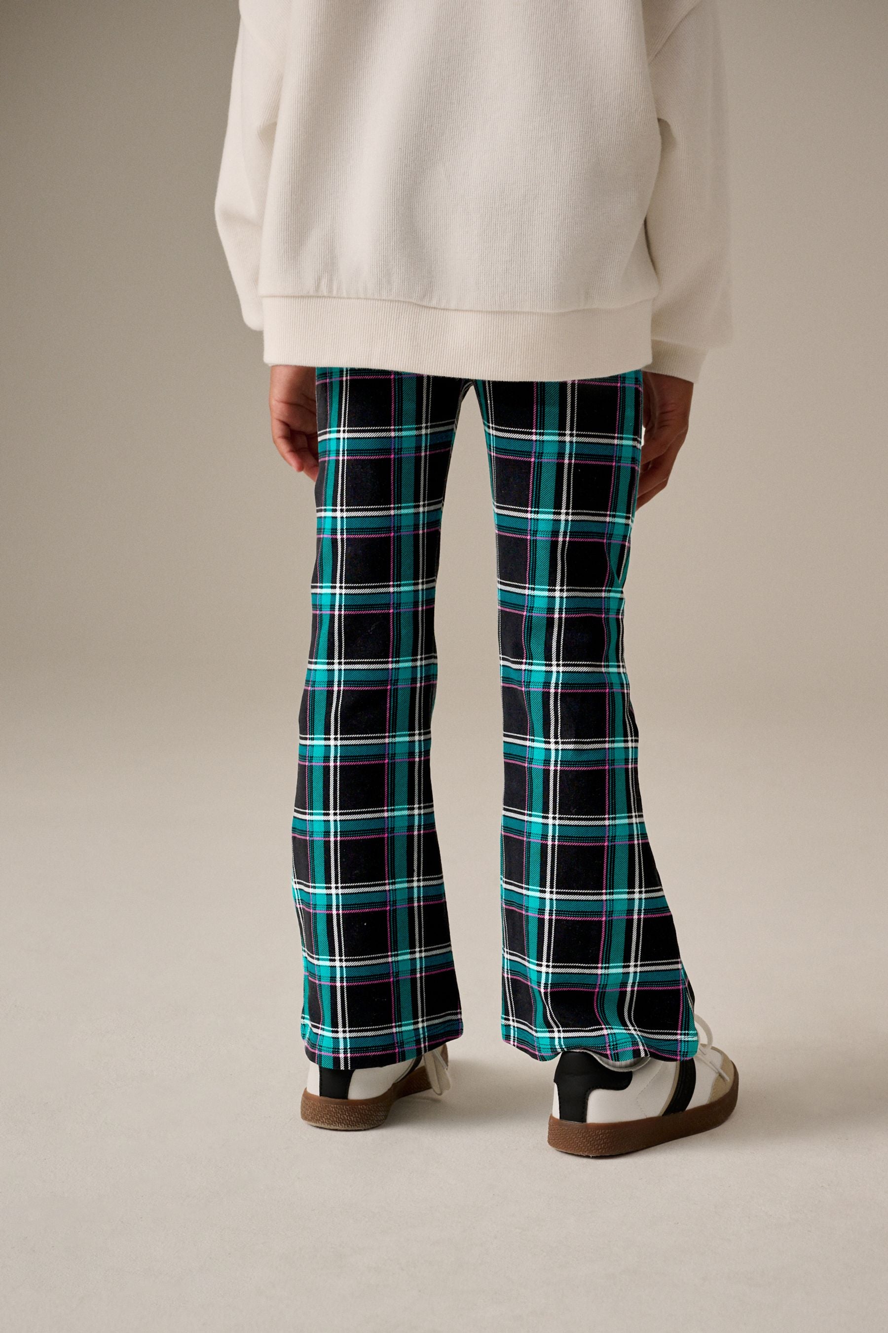 Black Multi Check Flare Leggings (3-16yrs)