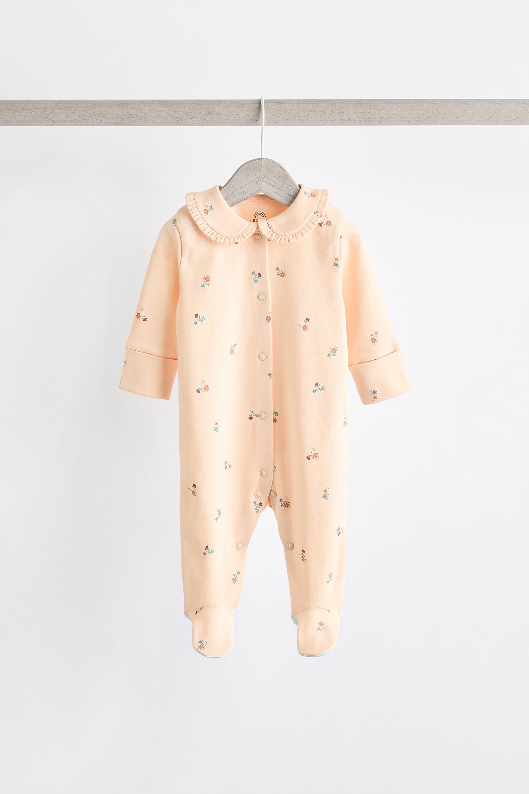 Cream/Blue Baby Collared Sleepsuit (0mths-2yrs)