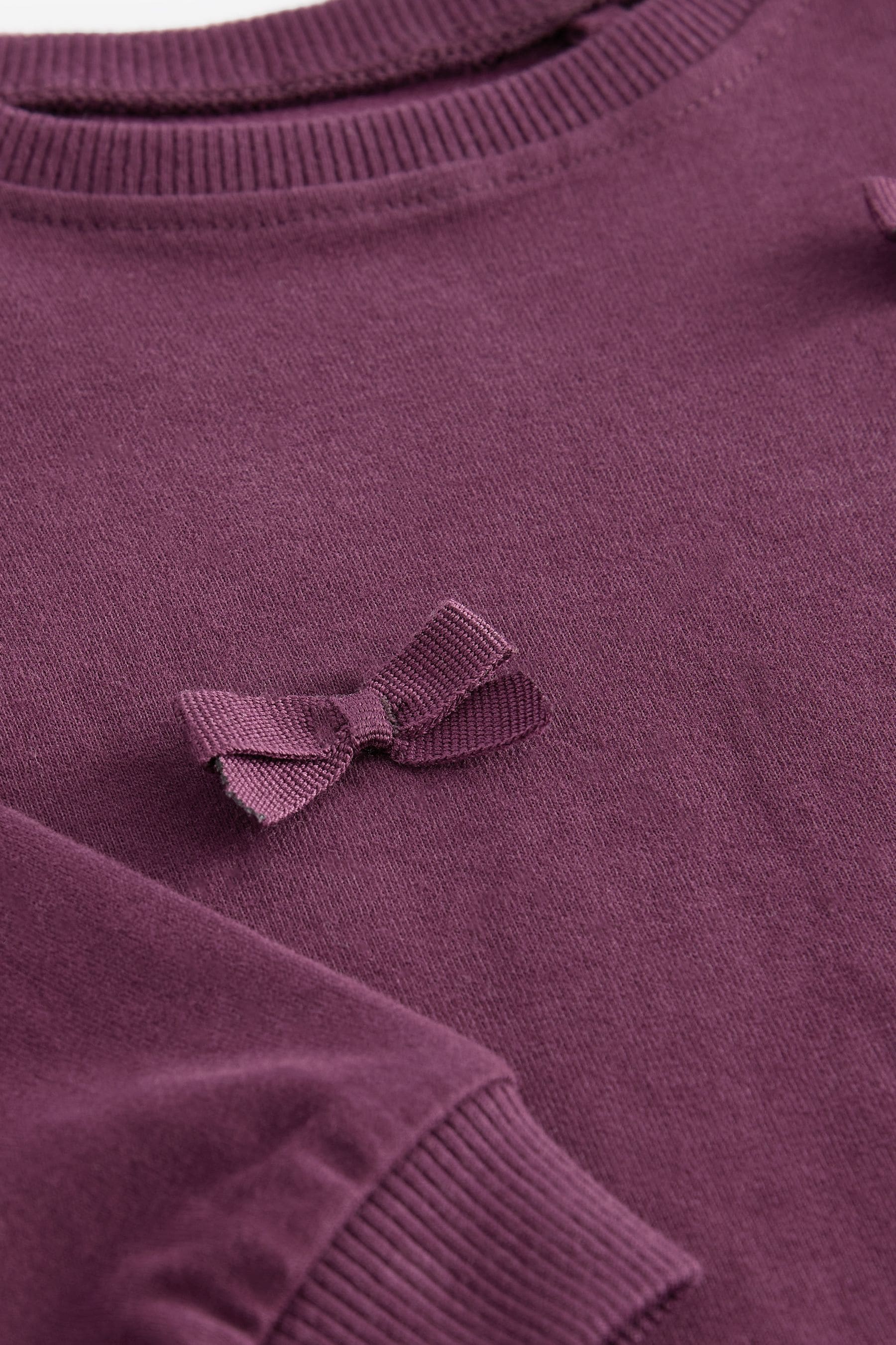 Purple 100% Cotton Long Sleeve Appliqué Bow Top (3mths-7yrs)