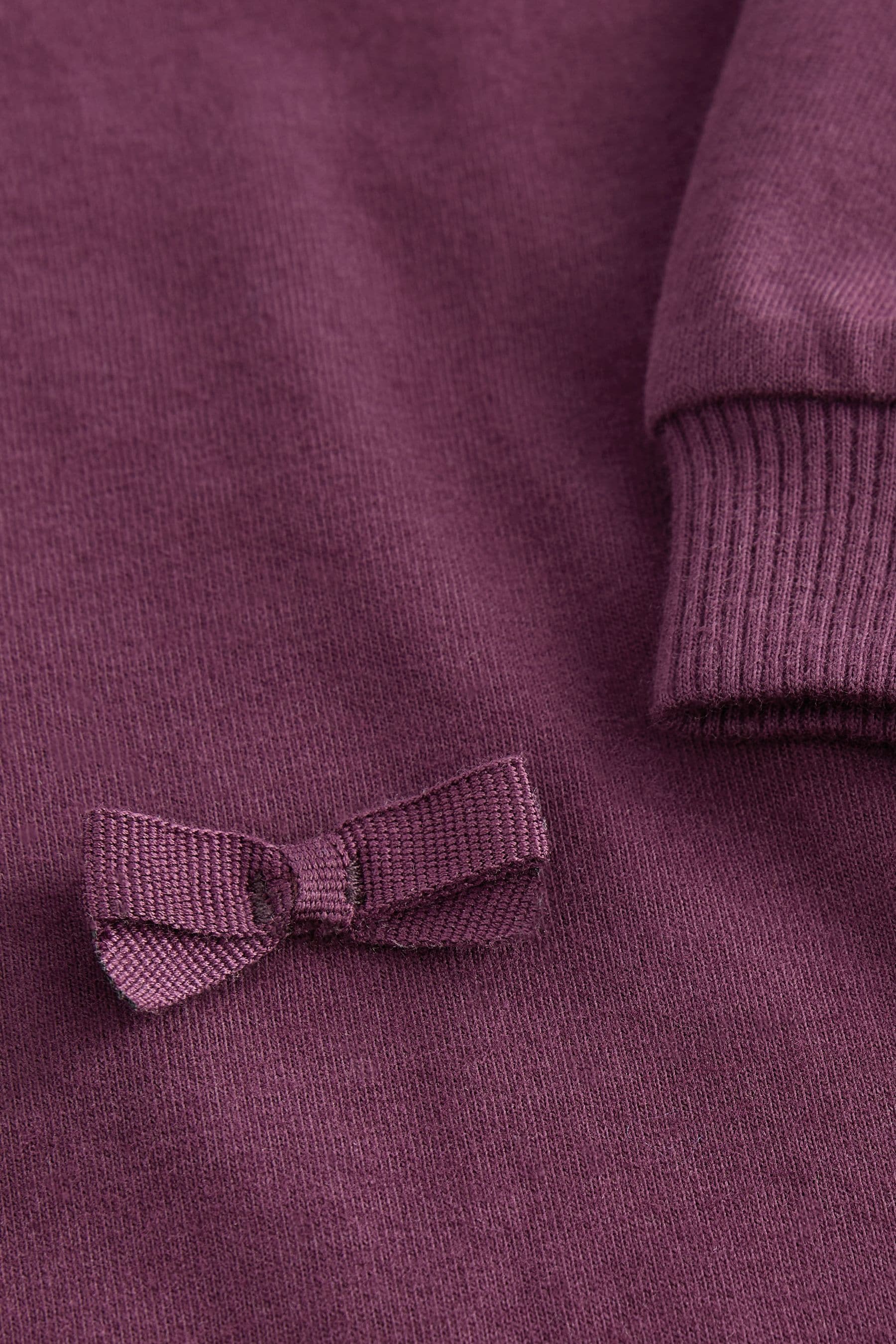 Purple 100% Cotton Long Sleeve Appliqu?© Bow Top (3mths-7yrs)