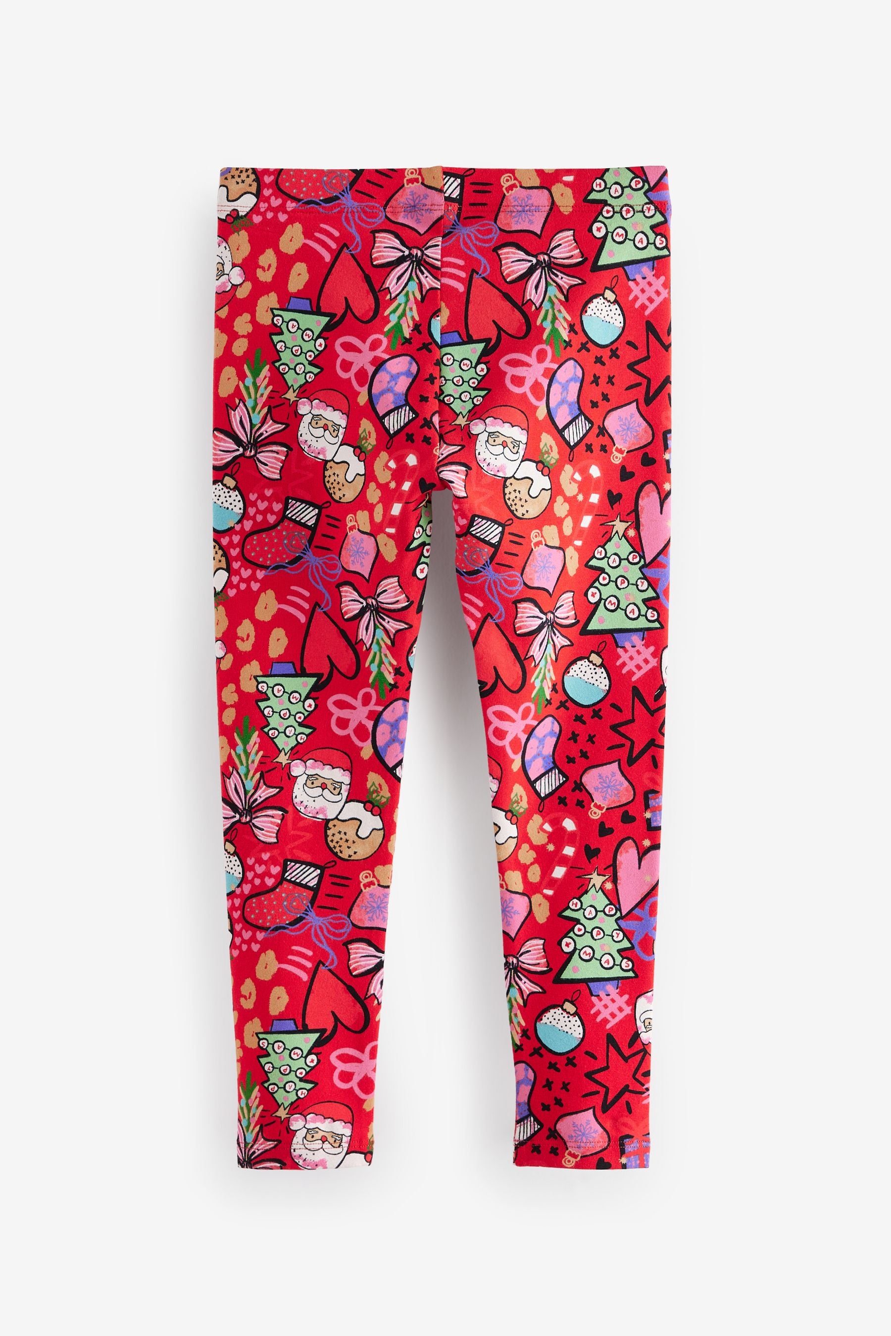 Red Christmas Printed Leggings (3-16yrs)