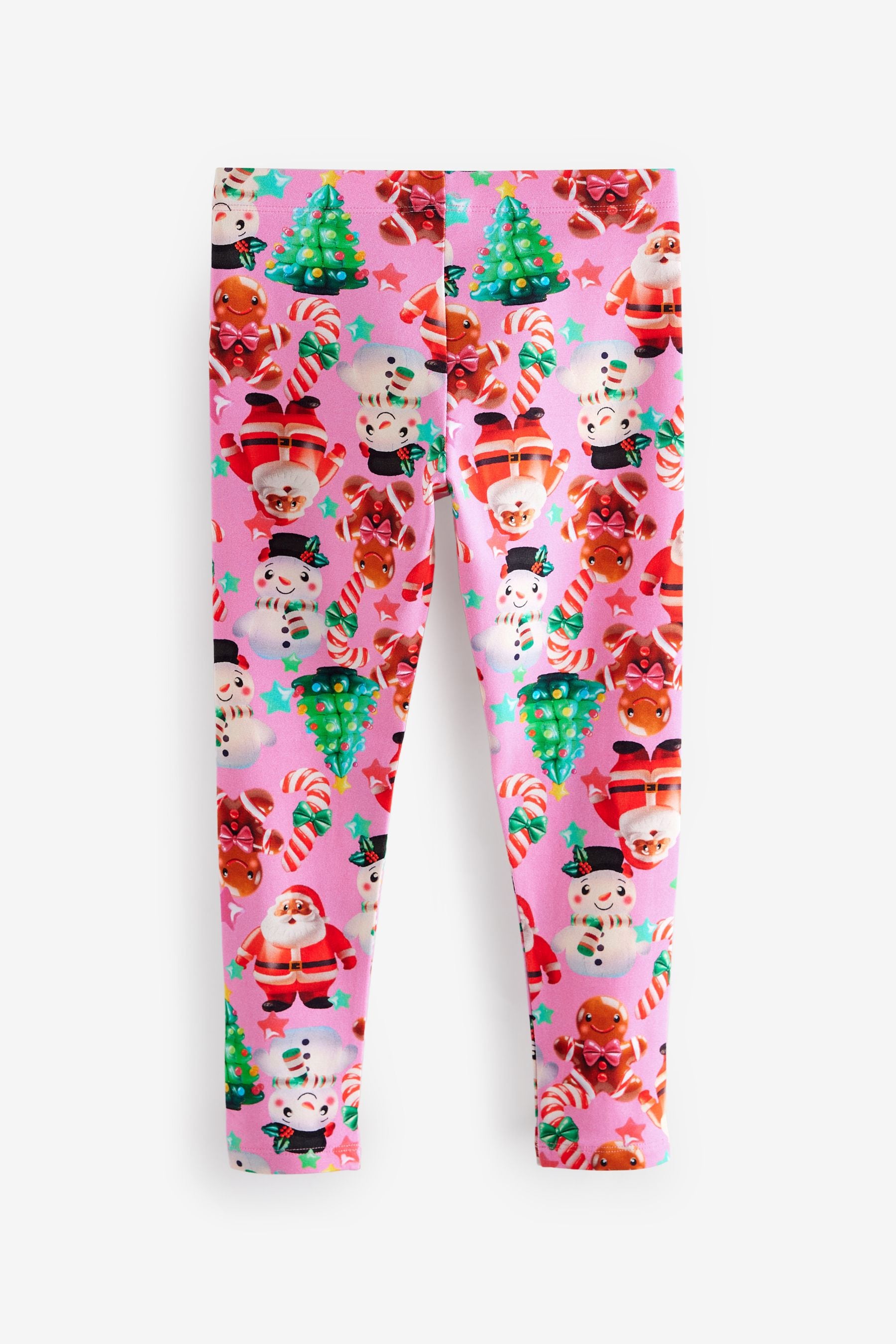 Pink Christmas Printed Leggings (3-16yrs)