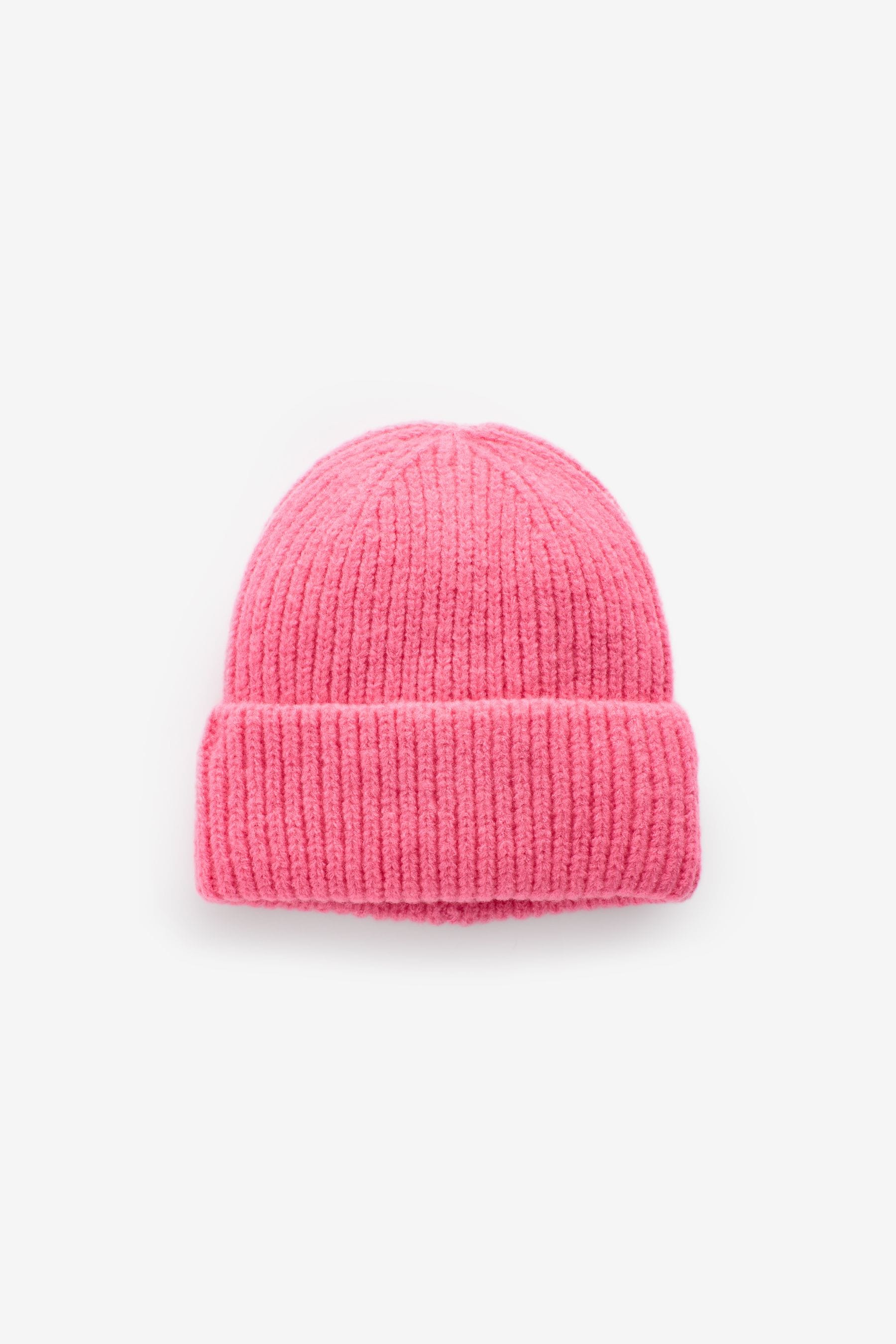 Bright Pink Chunky Rib Beanie Hat (1-16yrs)