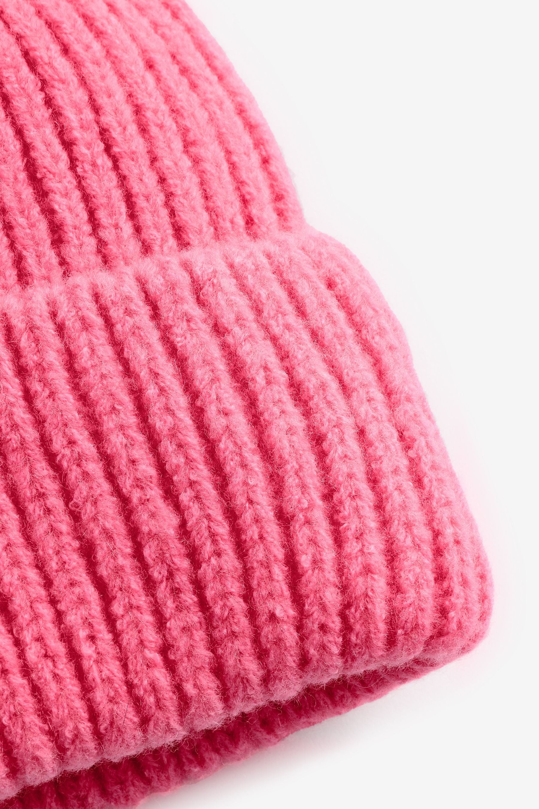 Bright Pink Chunky Rib Beanie Hat (1-16yrs)