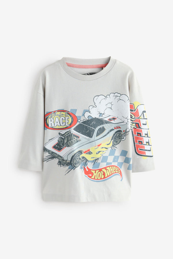 Grey Hot Wheels 100% Cotton Long Sleeves T-Shirt (9mths-8yrs)