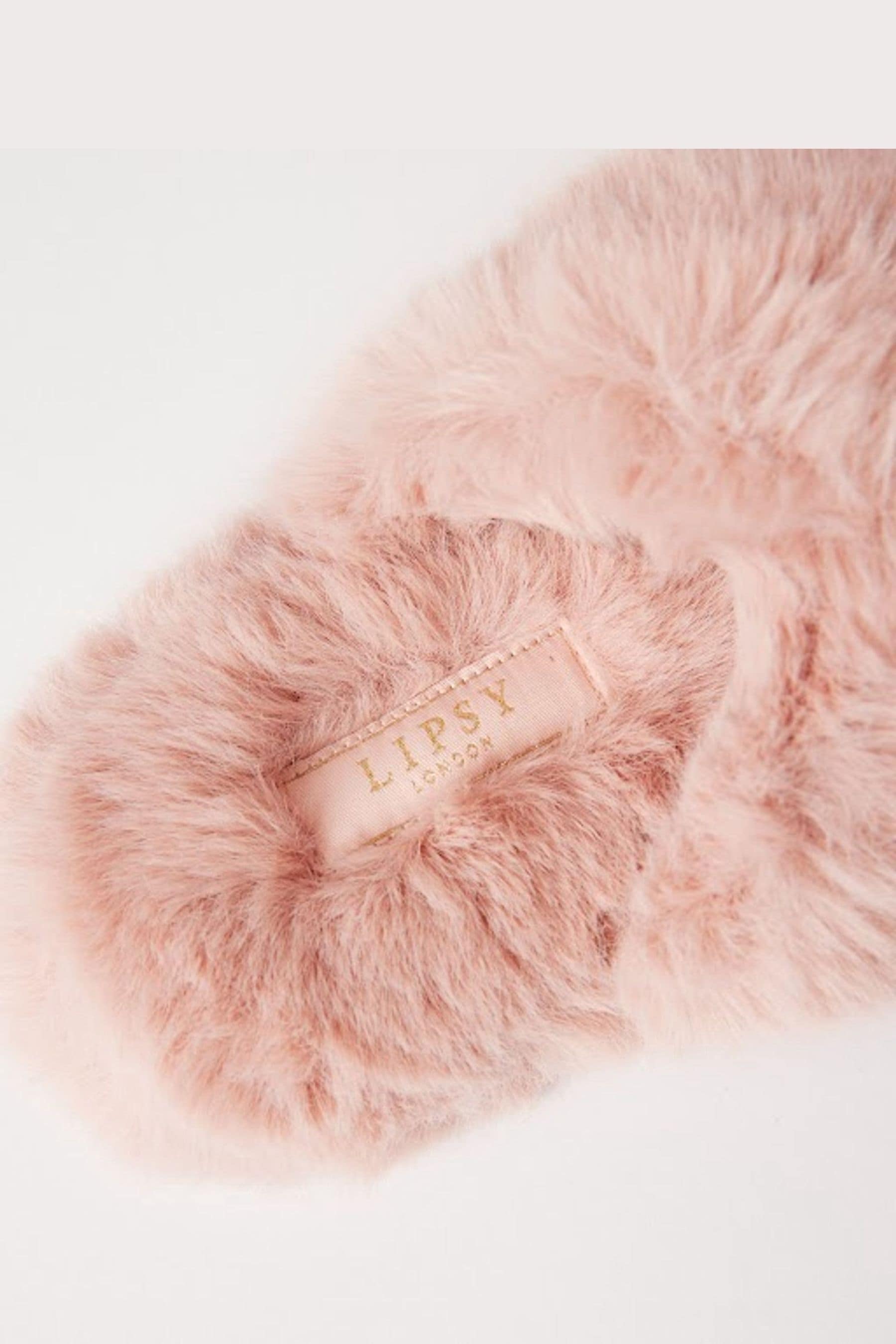 Lipsy Pink Cross Strap Super Soft Faux Fur Nightwear Slipper