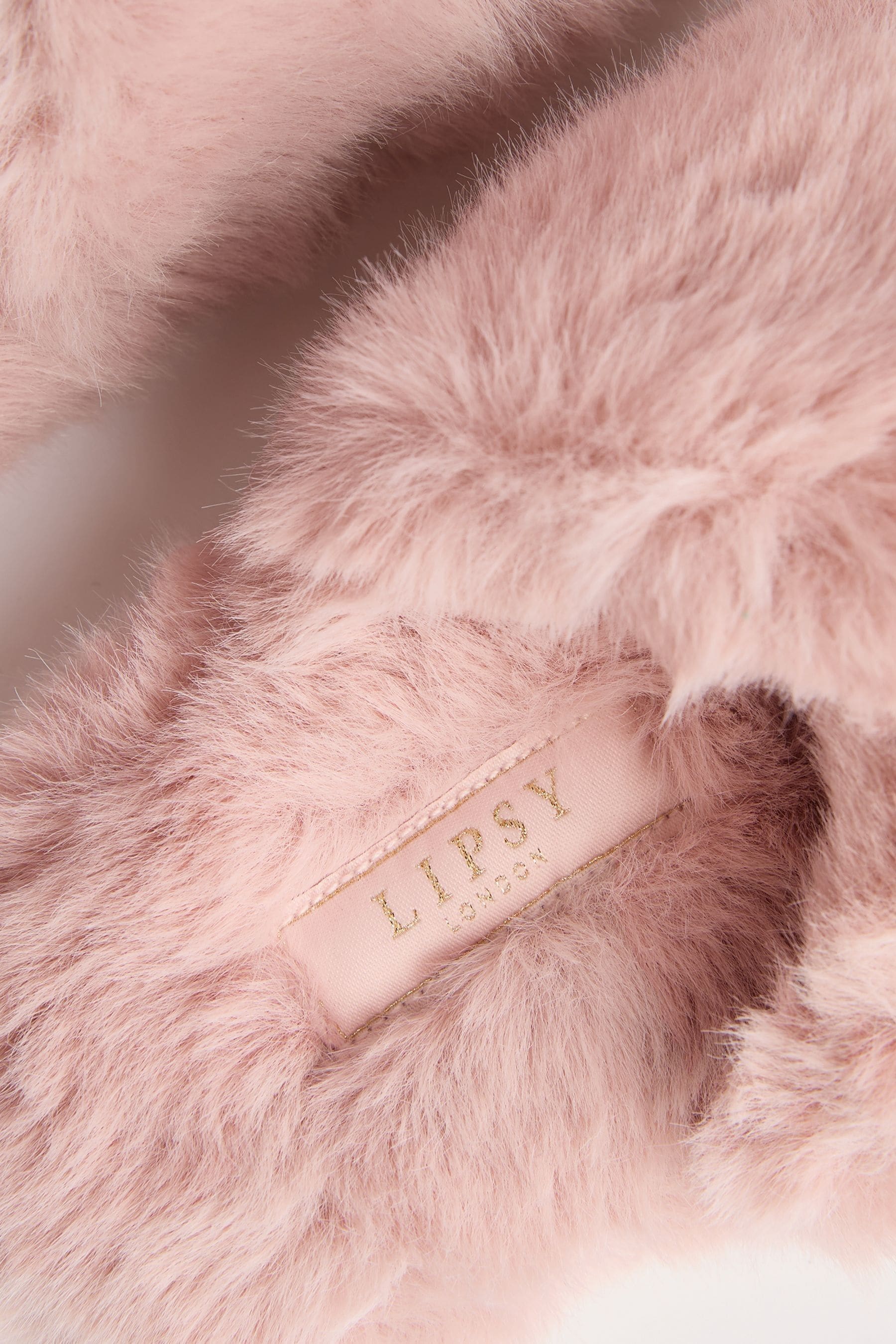 Pink Faux Fur Cross Strap Nightwear Slippers