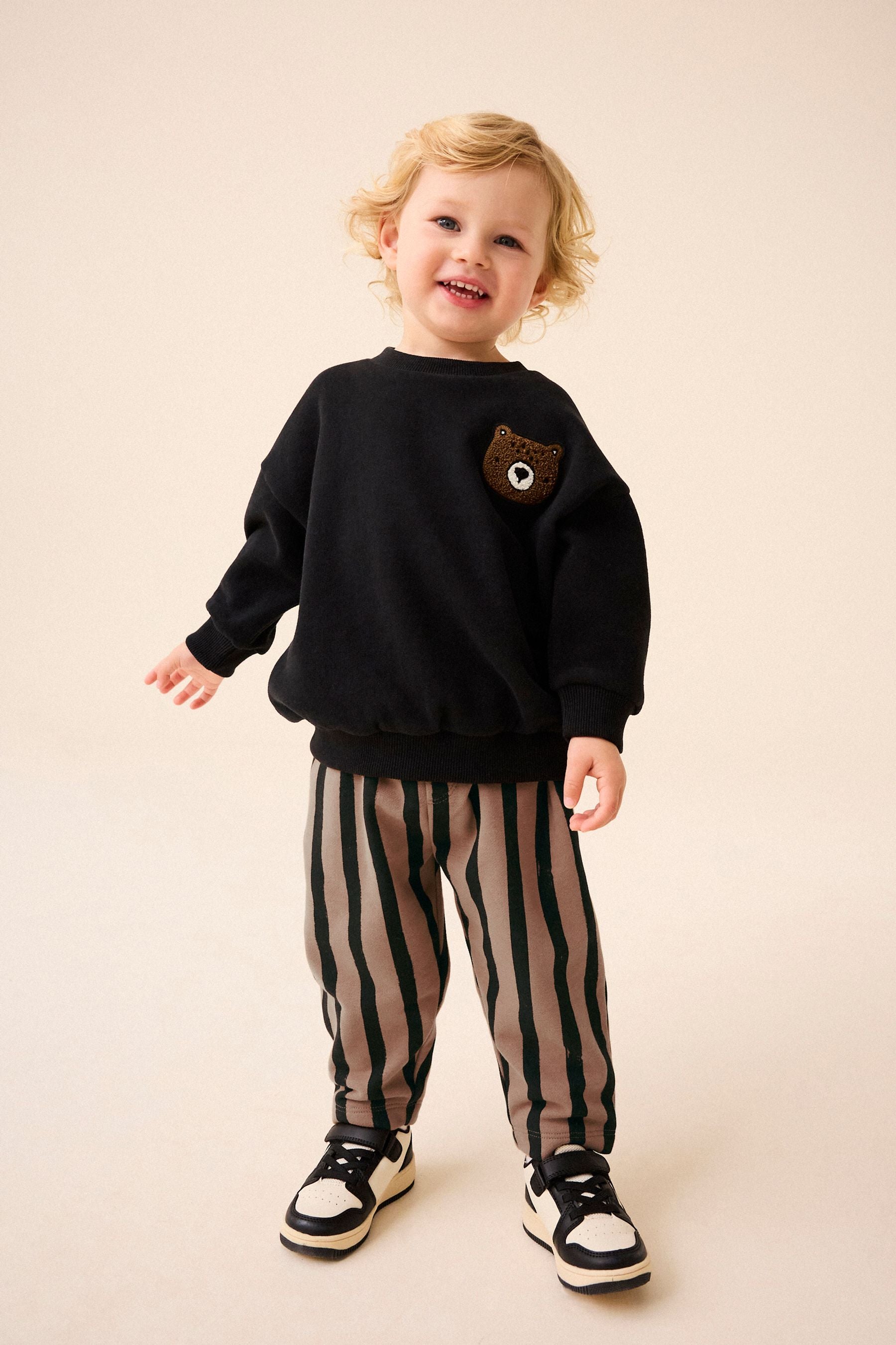 Brown/Black 100% Cotton Stripe Jersey Joggers (3mths-7yrs)