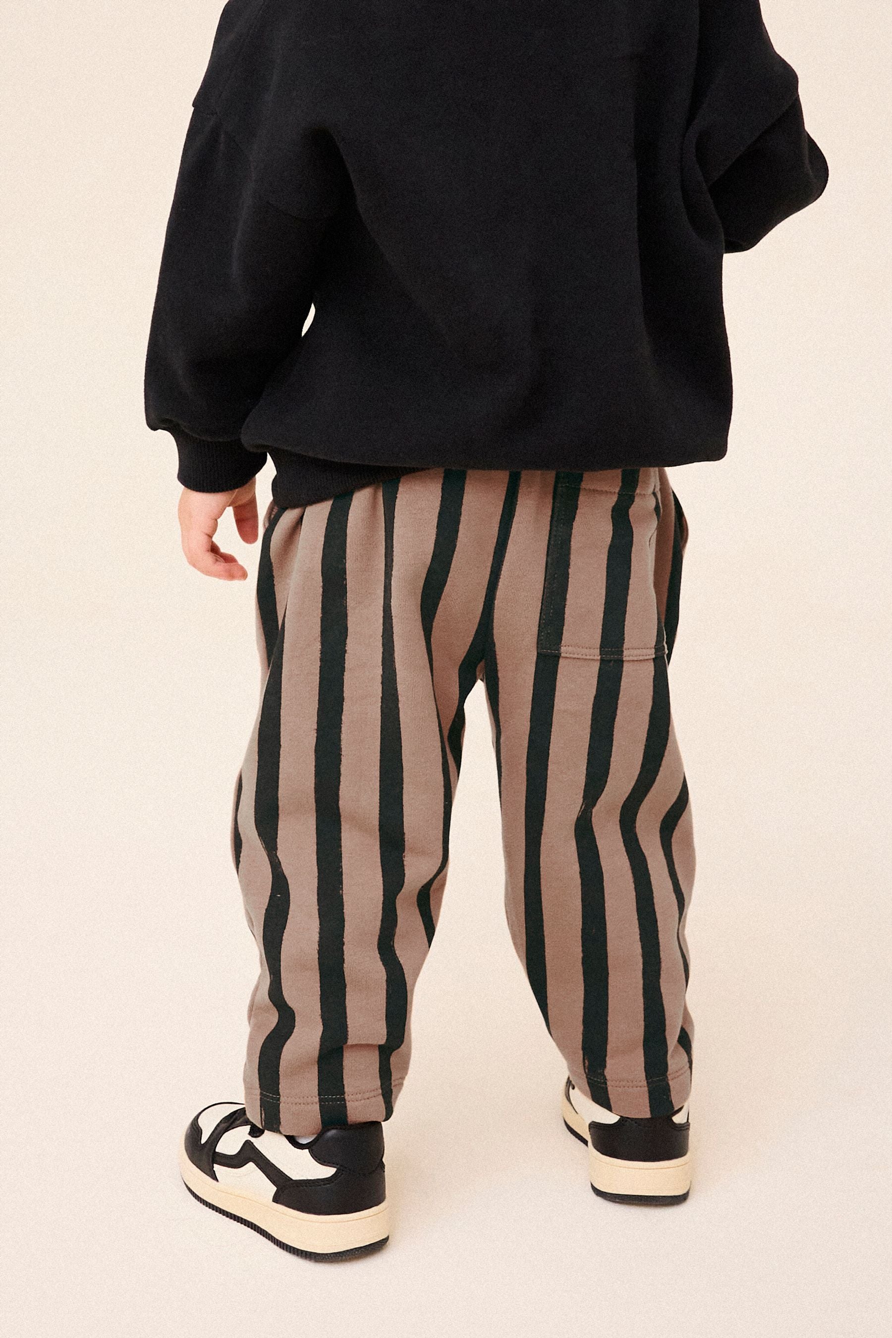 Brown/Black 100% Cotton Stripe Jersey Joggers (3mths-7yrs)