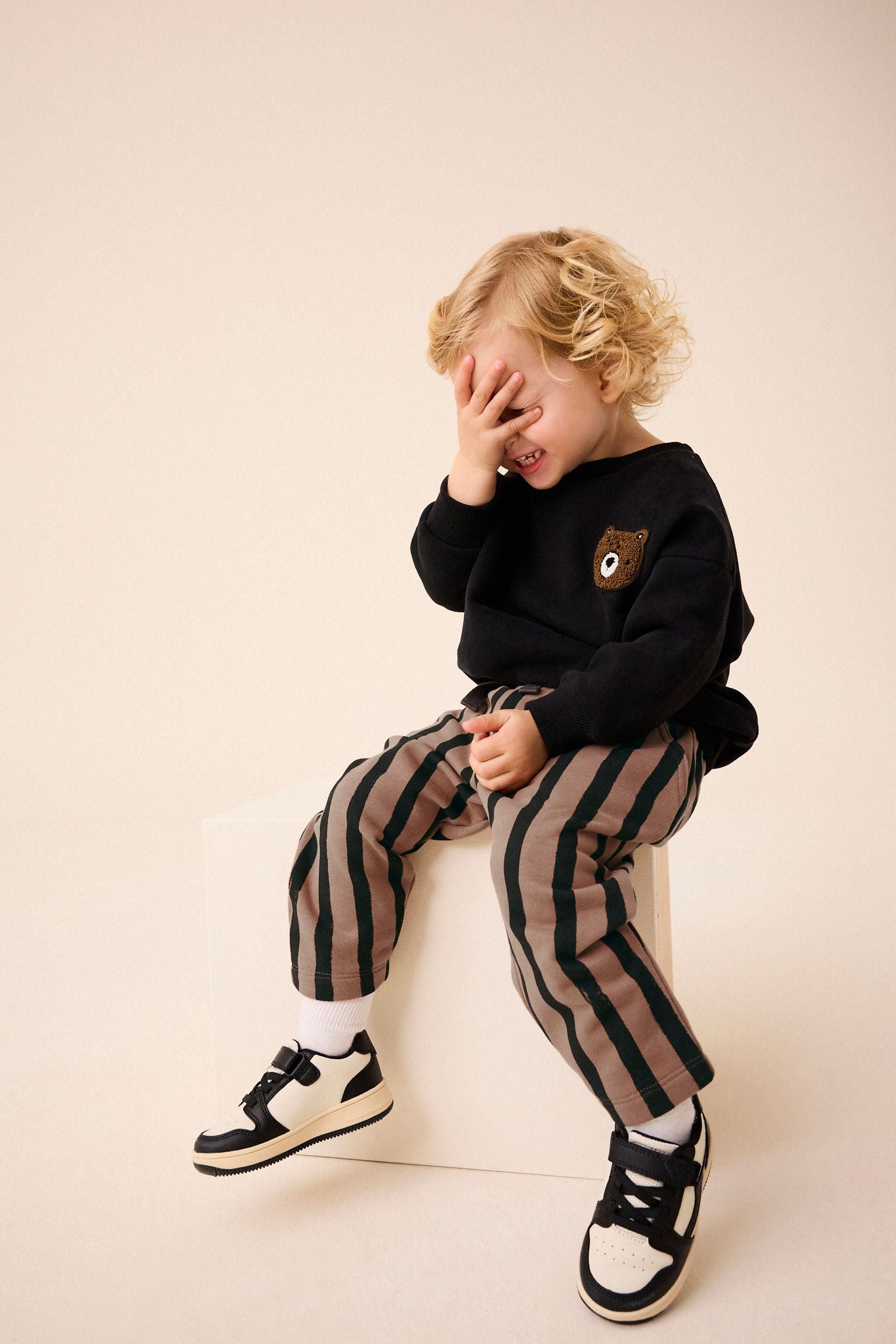 Brown/Black 100% Cotton Stripe Jersey Joggers (3mths-7yrs)