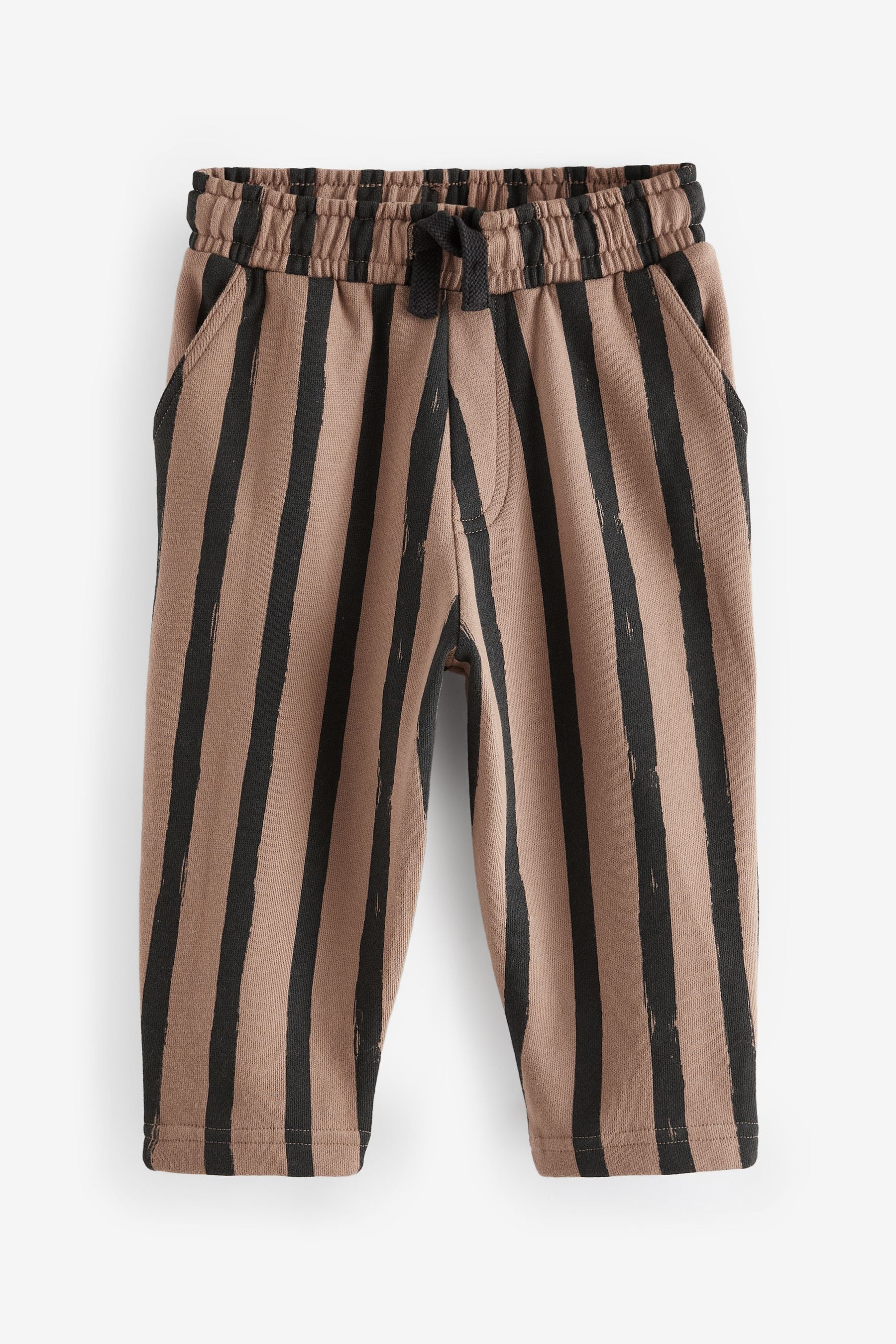 Brown/Black 100% Cotton Stripe Jersey Joggers (3mths-7yrs)