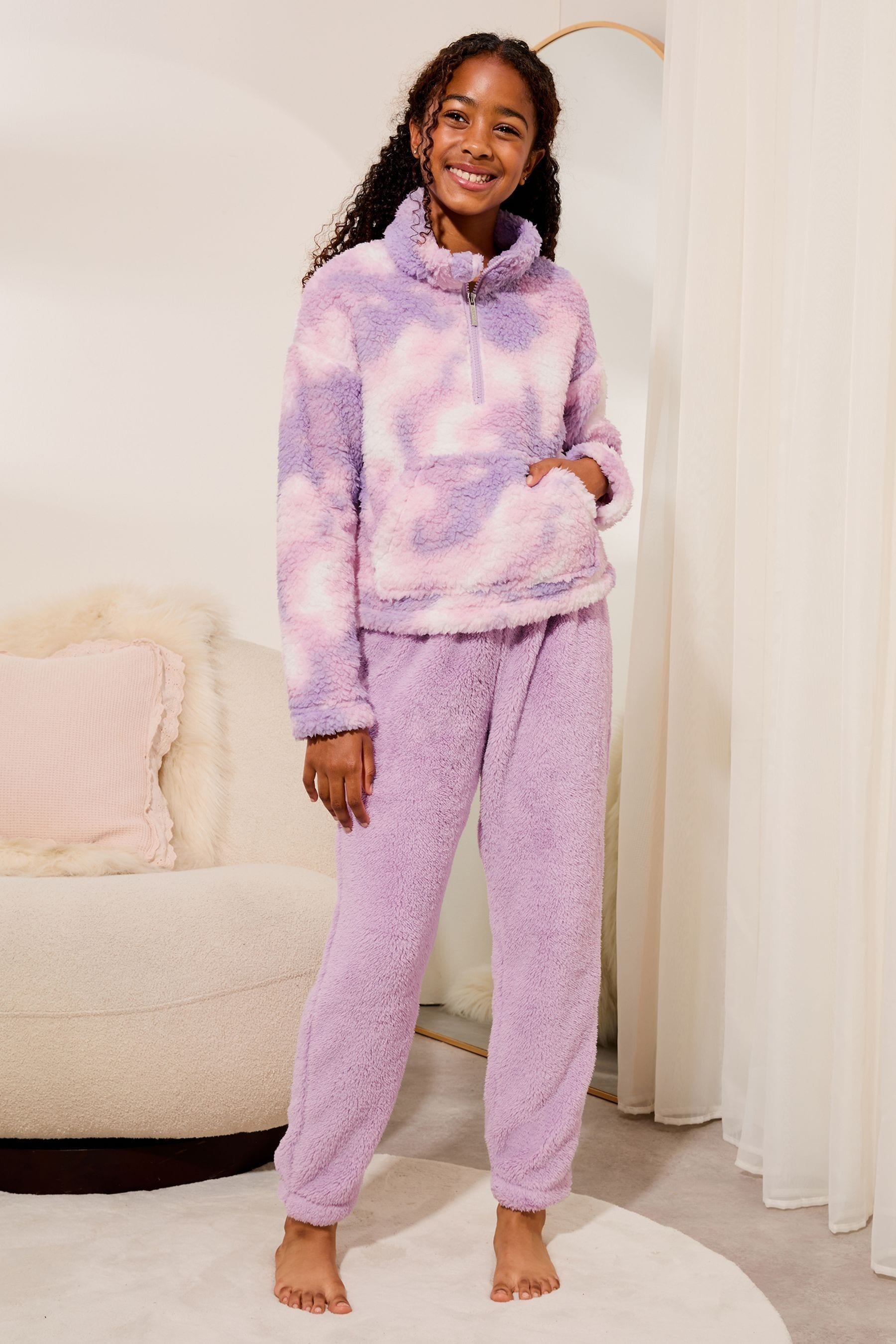 Purple/ Pink Cosy Fleece Pyjamas (5-16yrs)