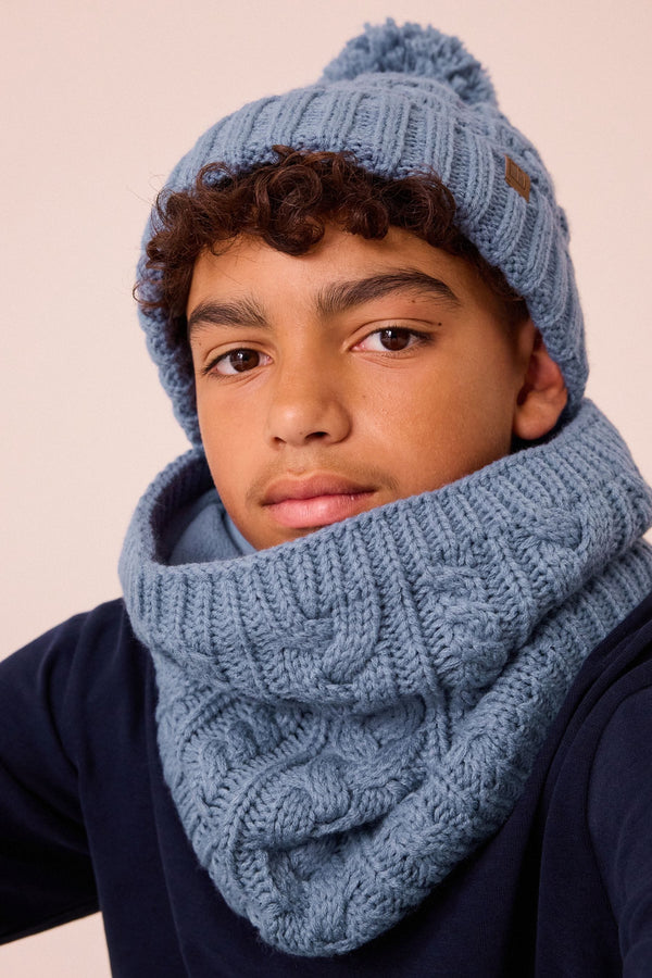 Mineral Blue Cable Knit Snood (1-16yrs)