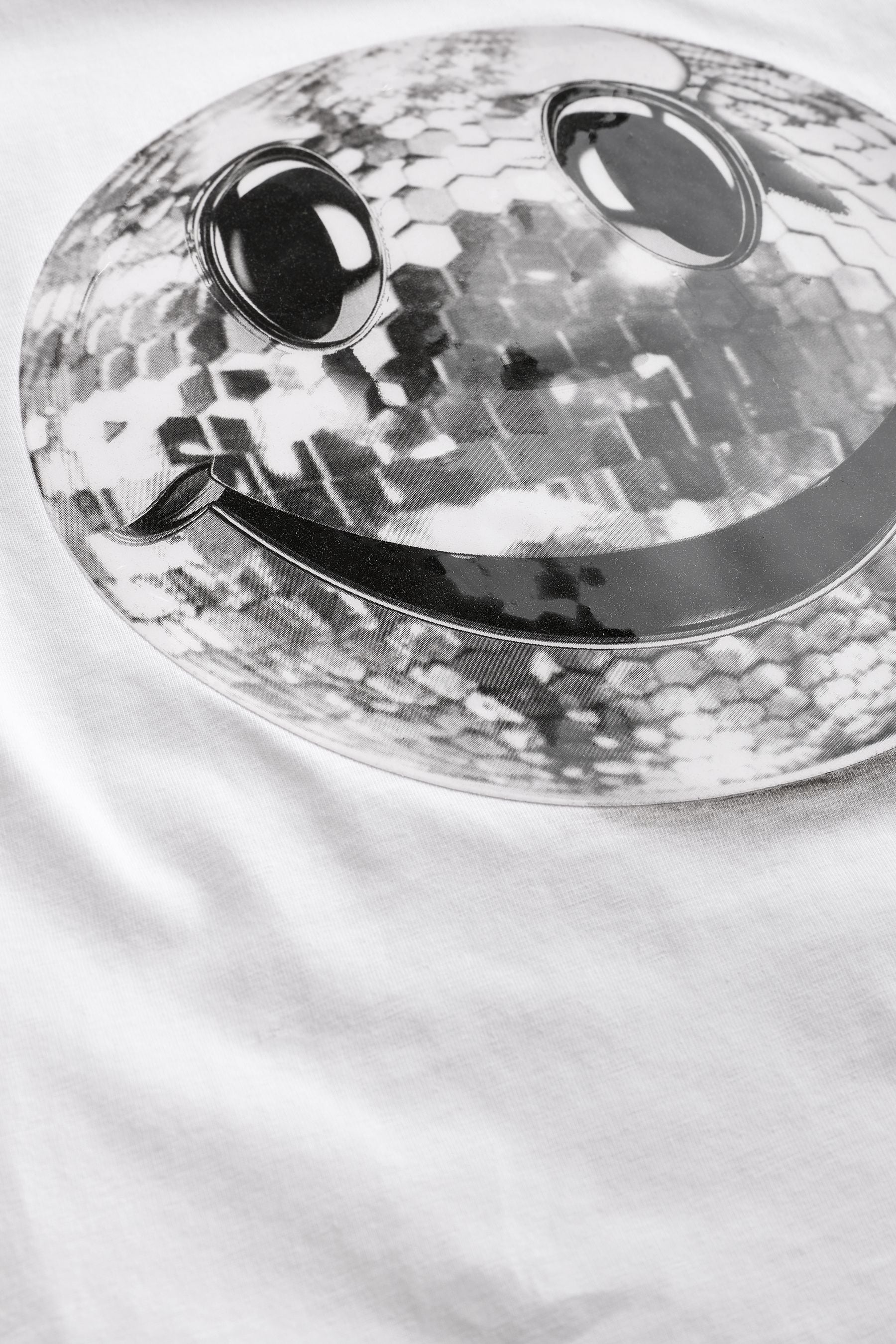 White Disco Smile Relaxed Fit Short Sleeve Graphic T-Shirt (3-16yrs)