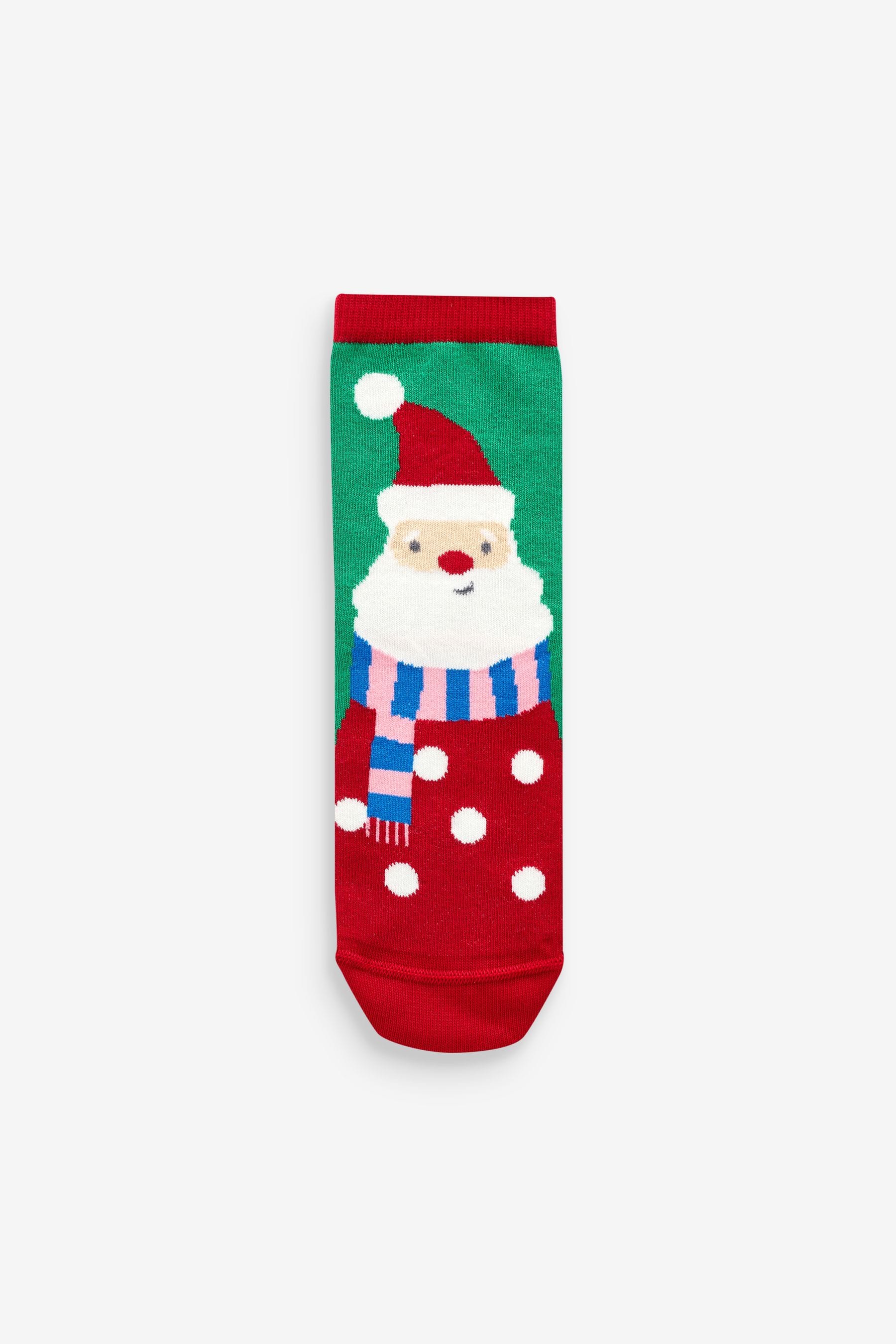 Red/Green Cotton Rich Christmas Character Ankle Socks 5 Pack