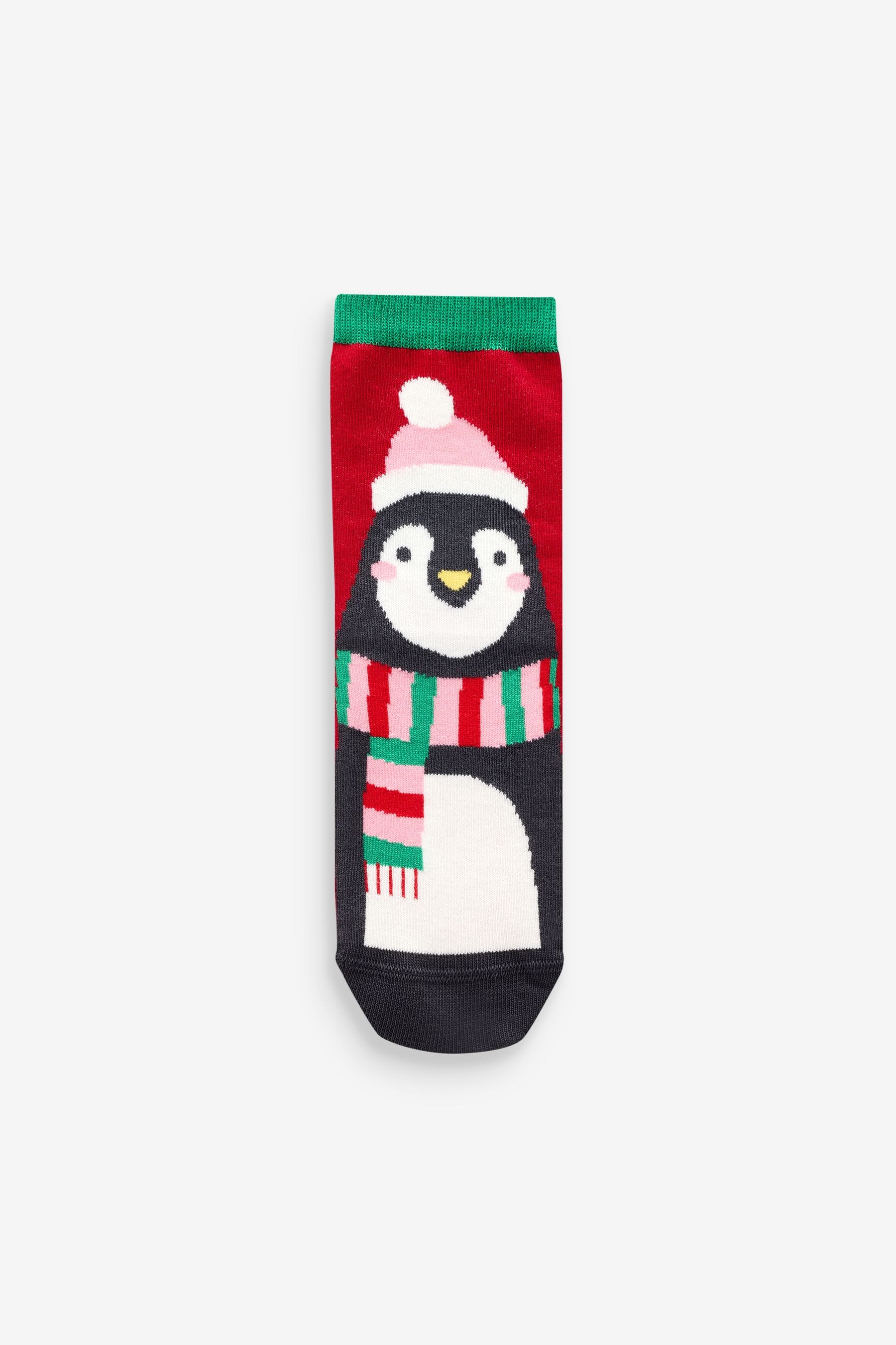 Red/Green Cotton Rich Christmas Character Ankle Socks 5 Pack