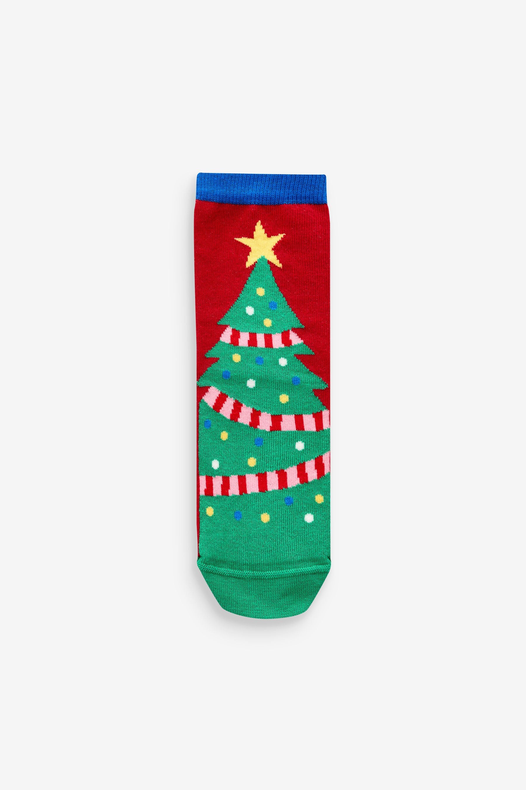 Red/Green Cotton Rich Christmas Character Ankle Socks 5 Pack