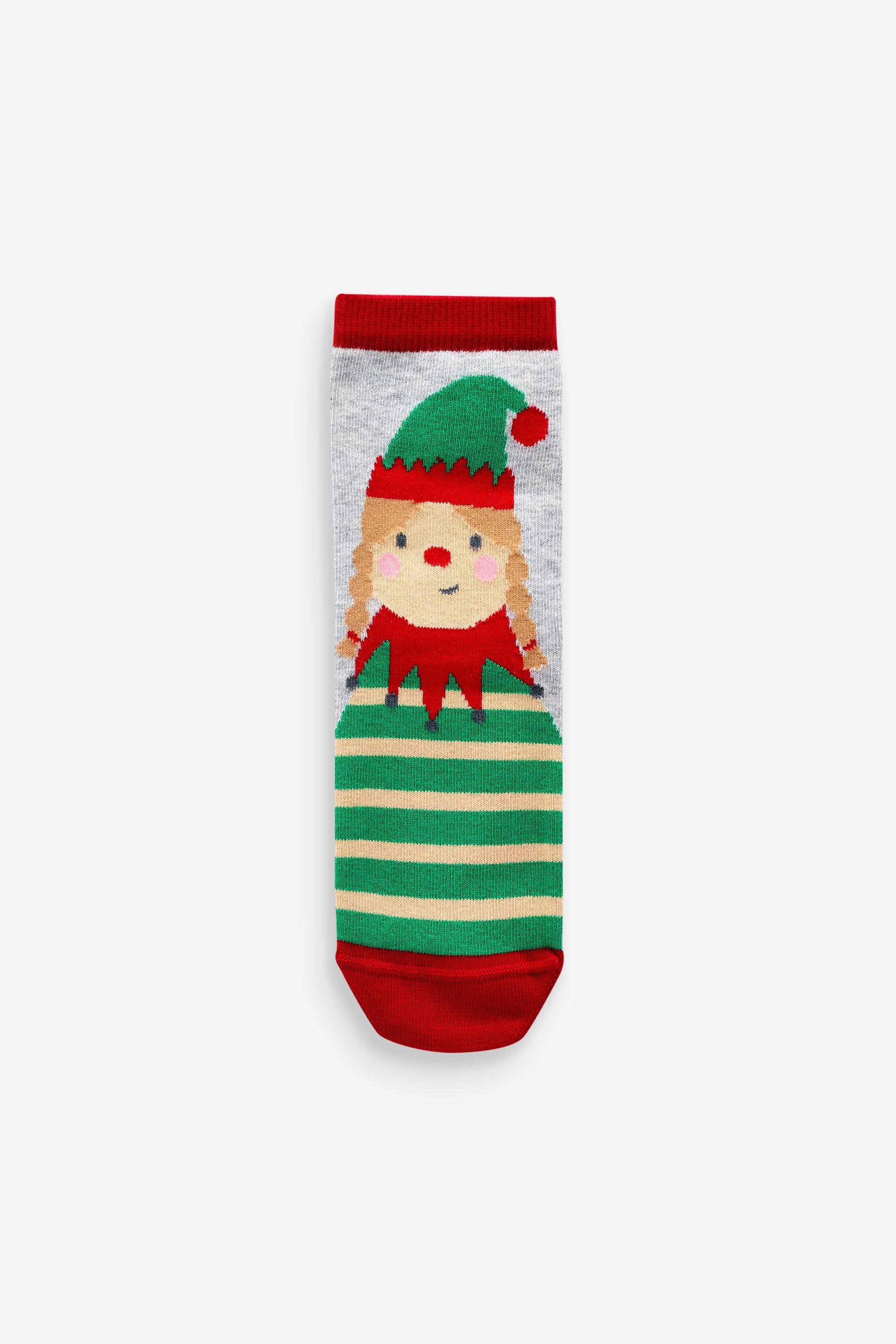 Red/Green Cotton Rich Christmas Character Ankle Socks 5 Pack