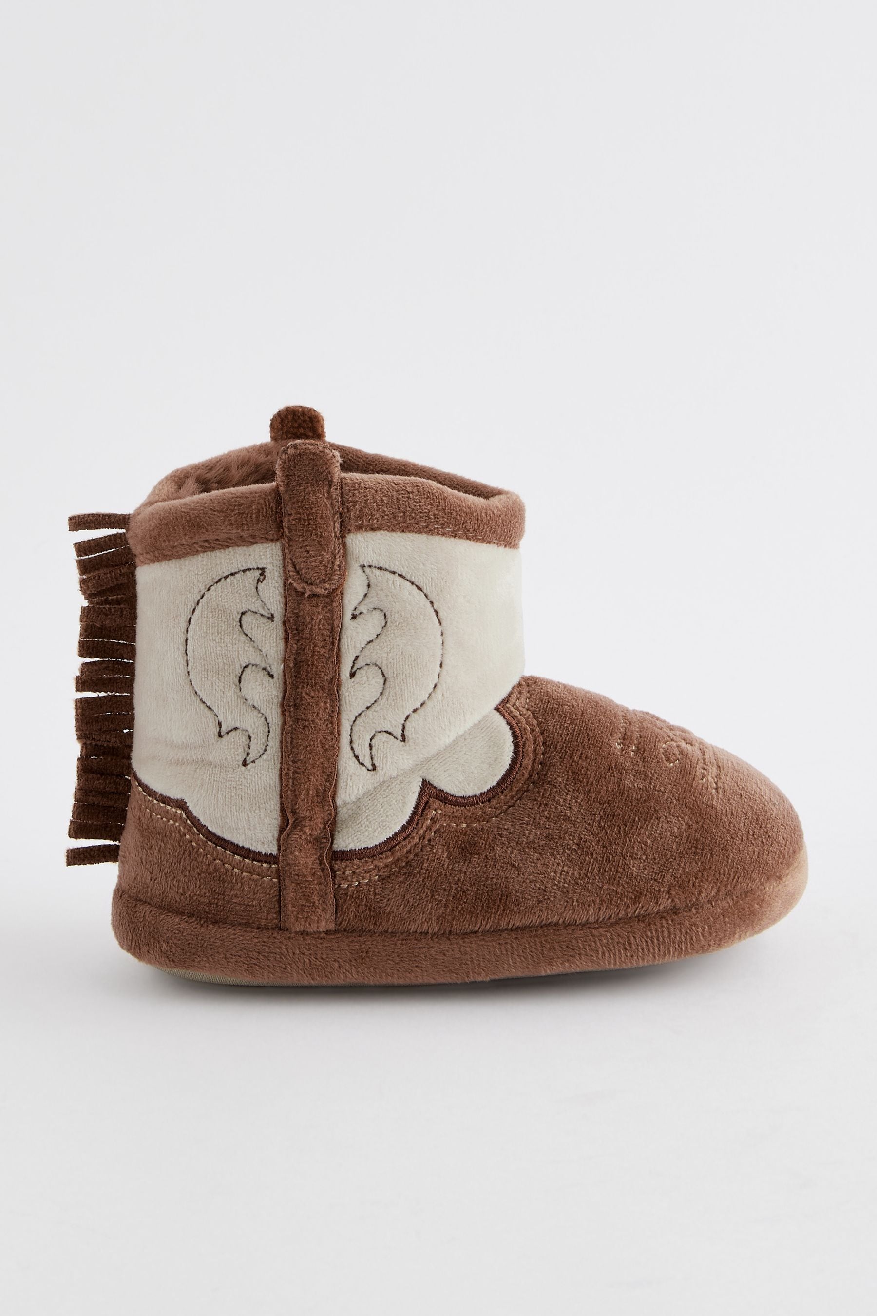 Brown/Cream Western Slipper Boots