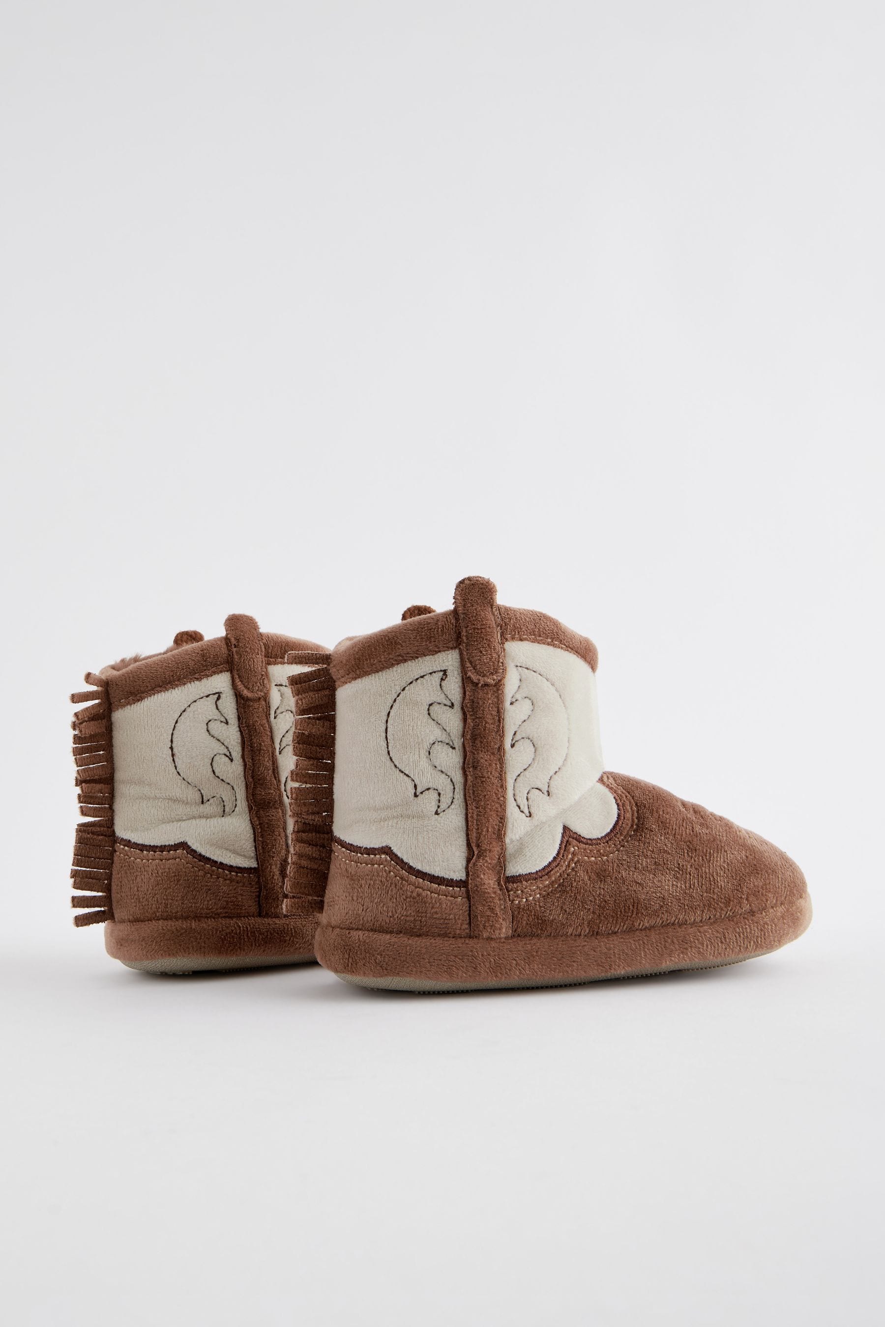 Brown/Cream Western Slipper Boots