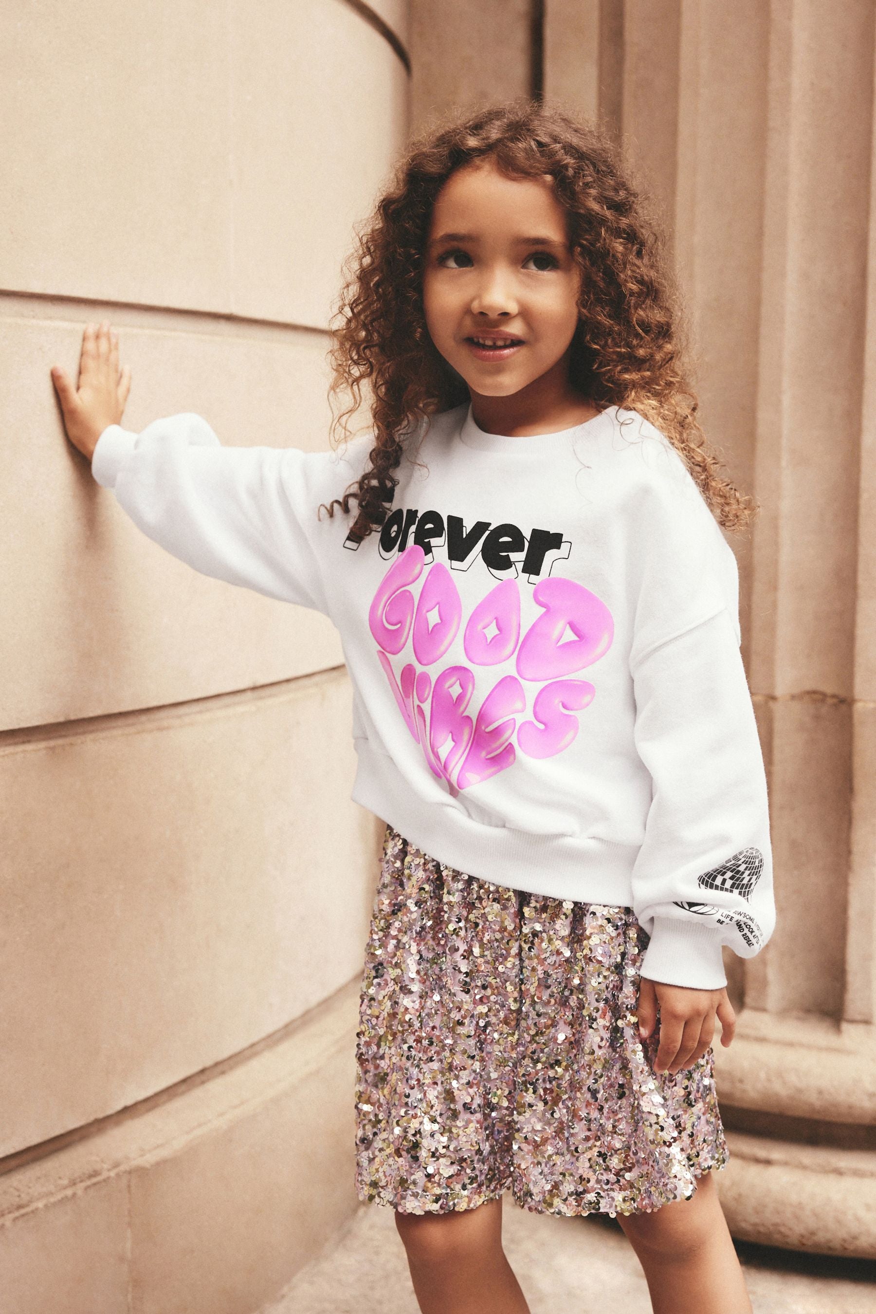 Pink Slogan Heart Sweatshirt (3-16yrs)