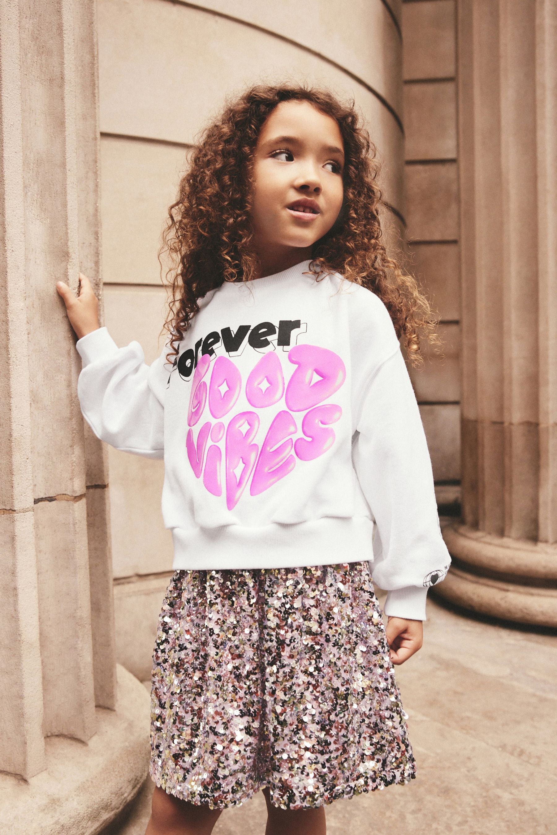 Pink Slogan Heart Sweatshirt (3-16yrs)