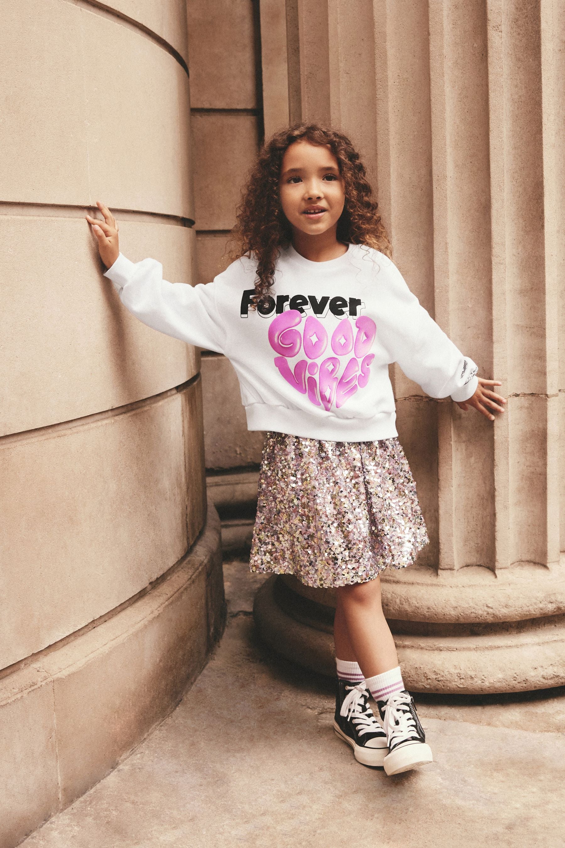 Pink Slogan Heart Sweatshirt (3-16yrs)