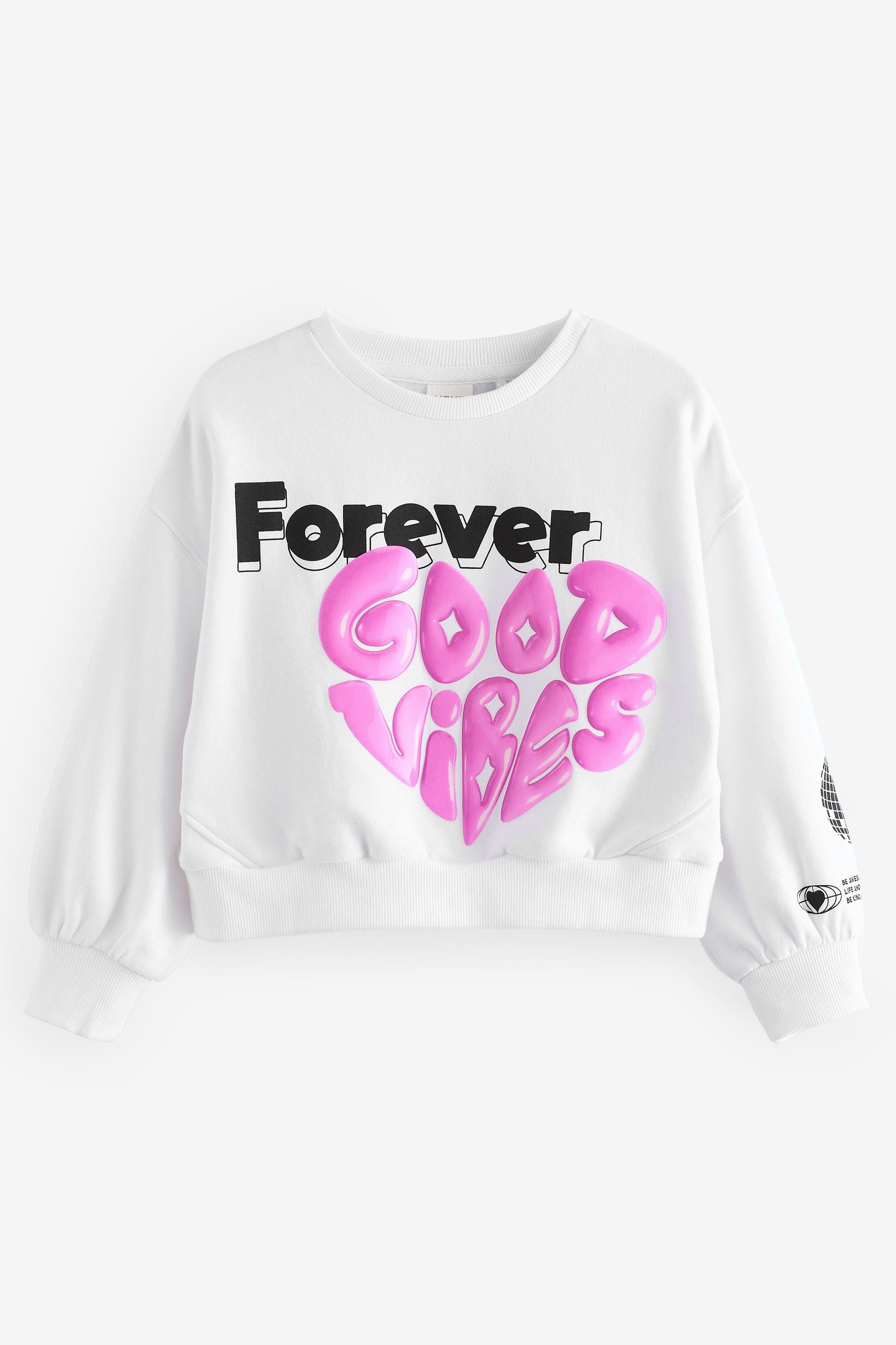 Pink Slogan Heart Sweatshirt (3-16yrs)