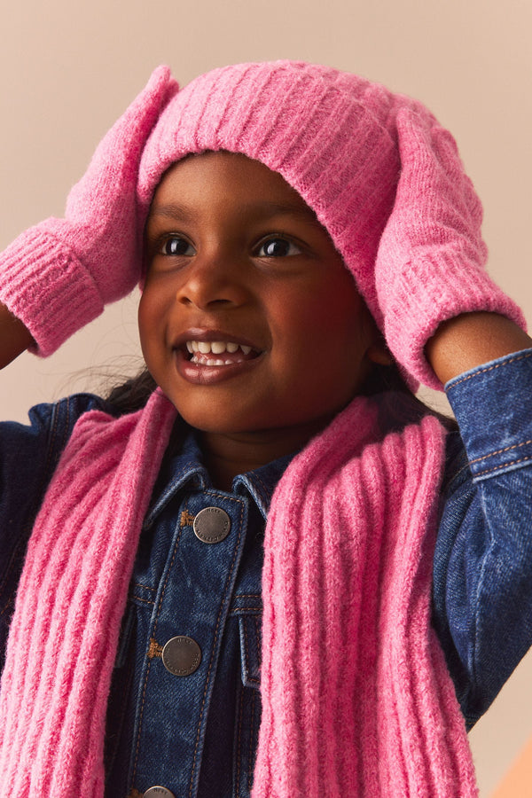 Pink Cable Hat, Gloves and Scarf Set (3-16yrs)