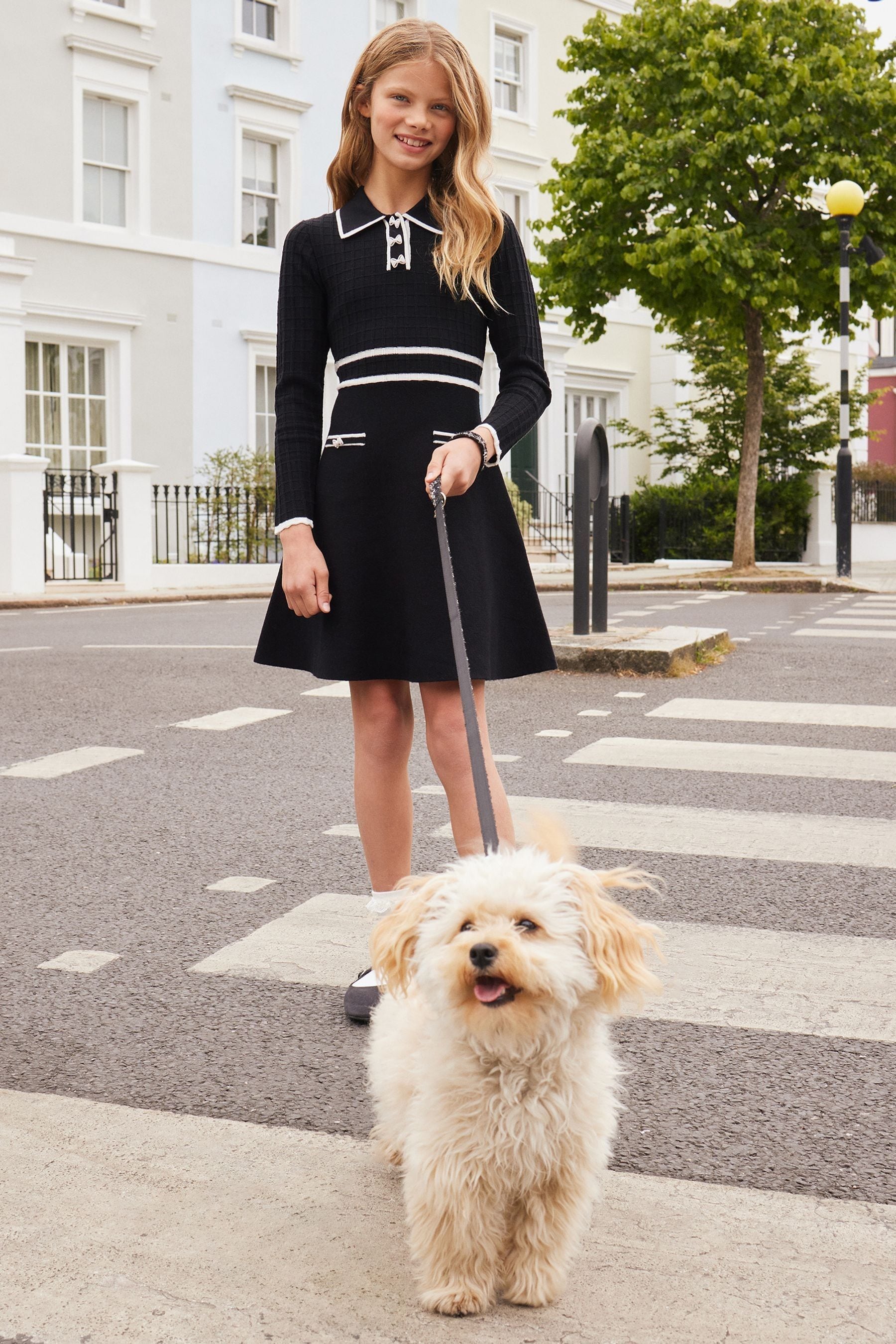 Lipsy Black Knitted Collar Dress (5-16yrs)