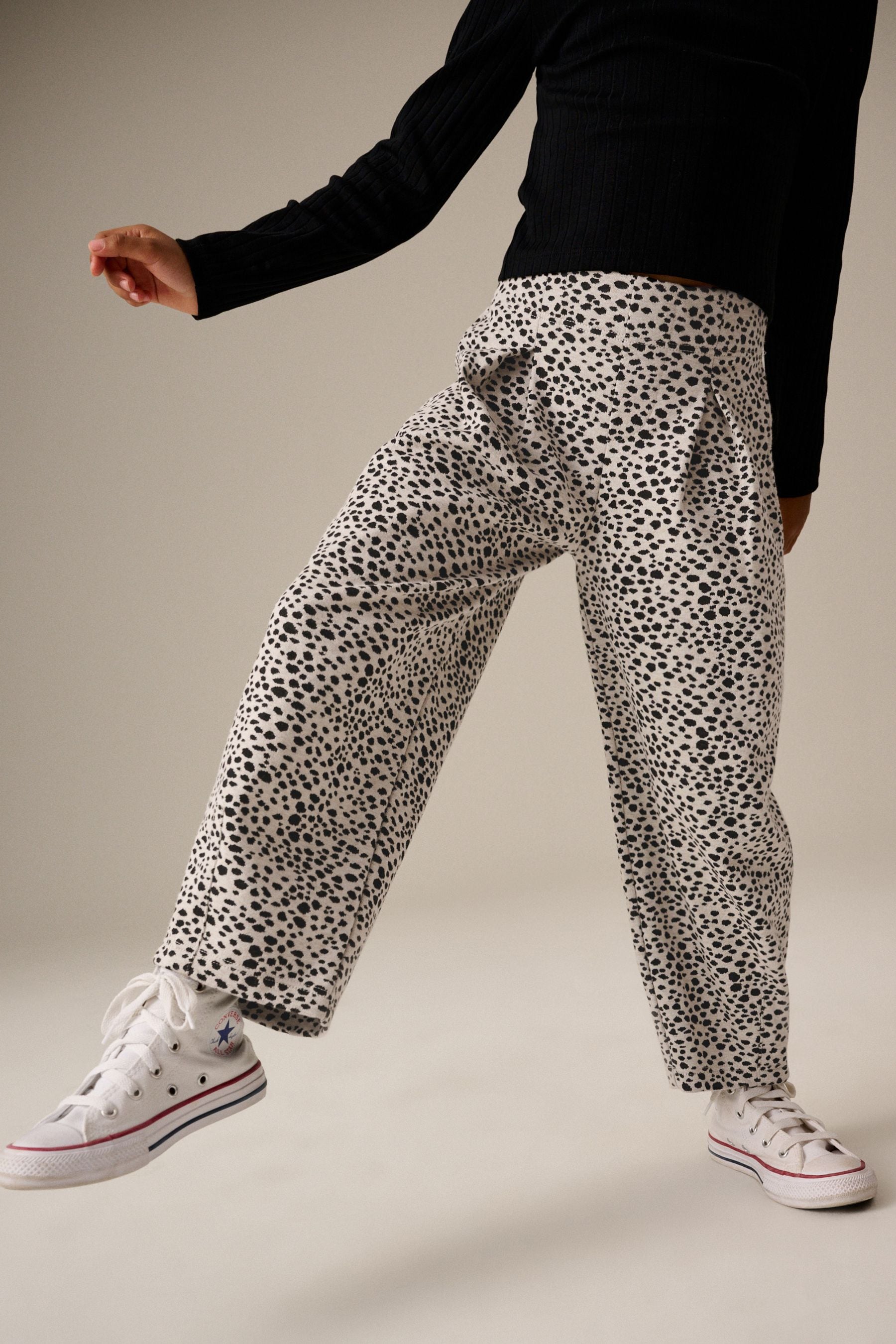 Black/White Animal Barrel Trousers (3-16yrs)